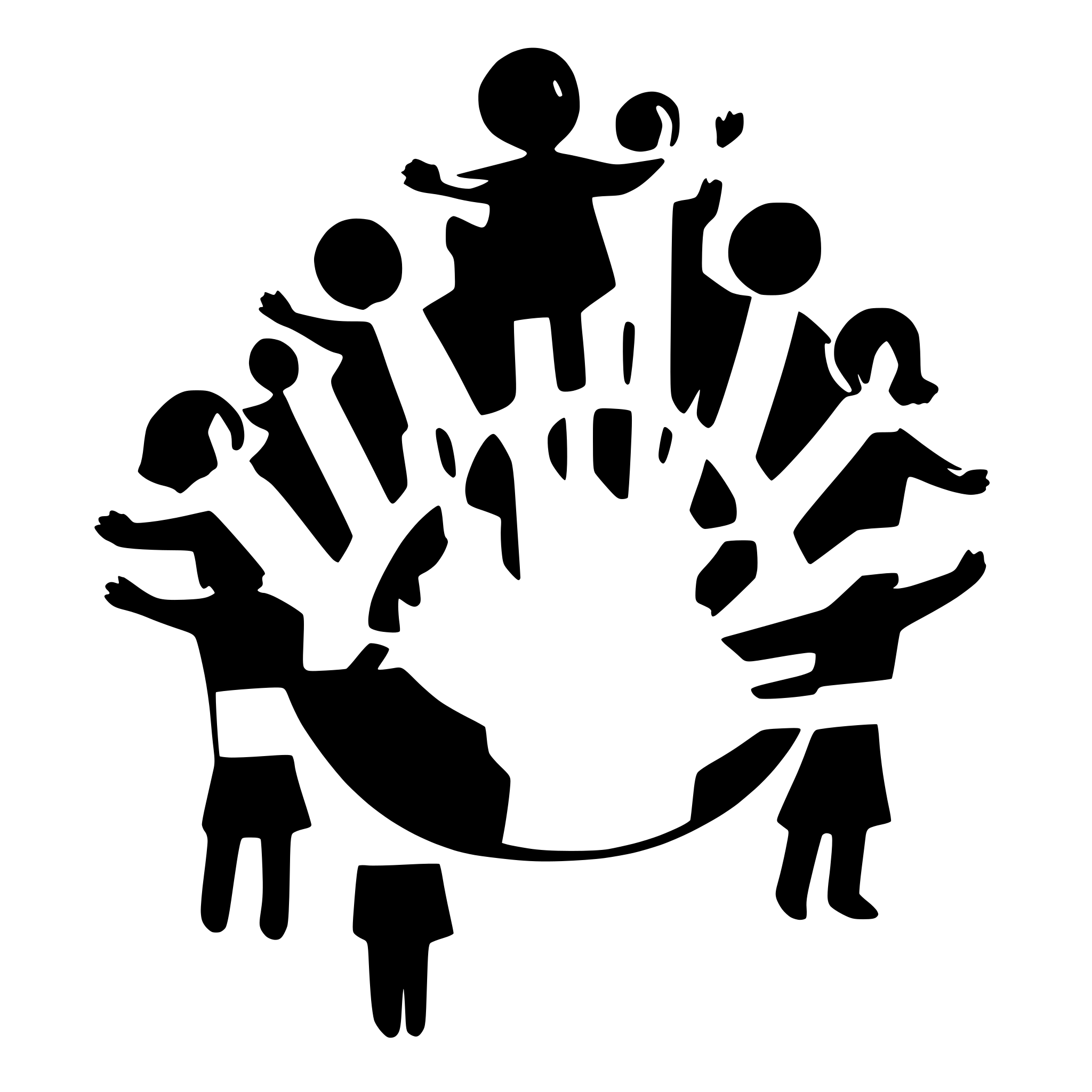 AI-generated SVG of a 10 children holding hands and the world