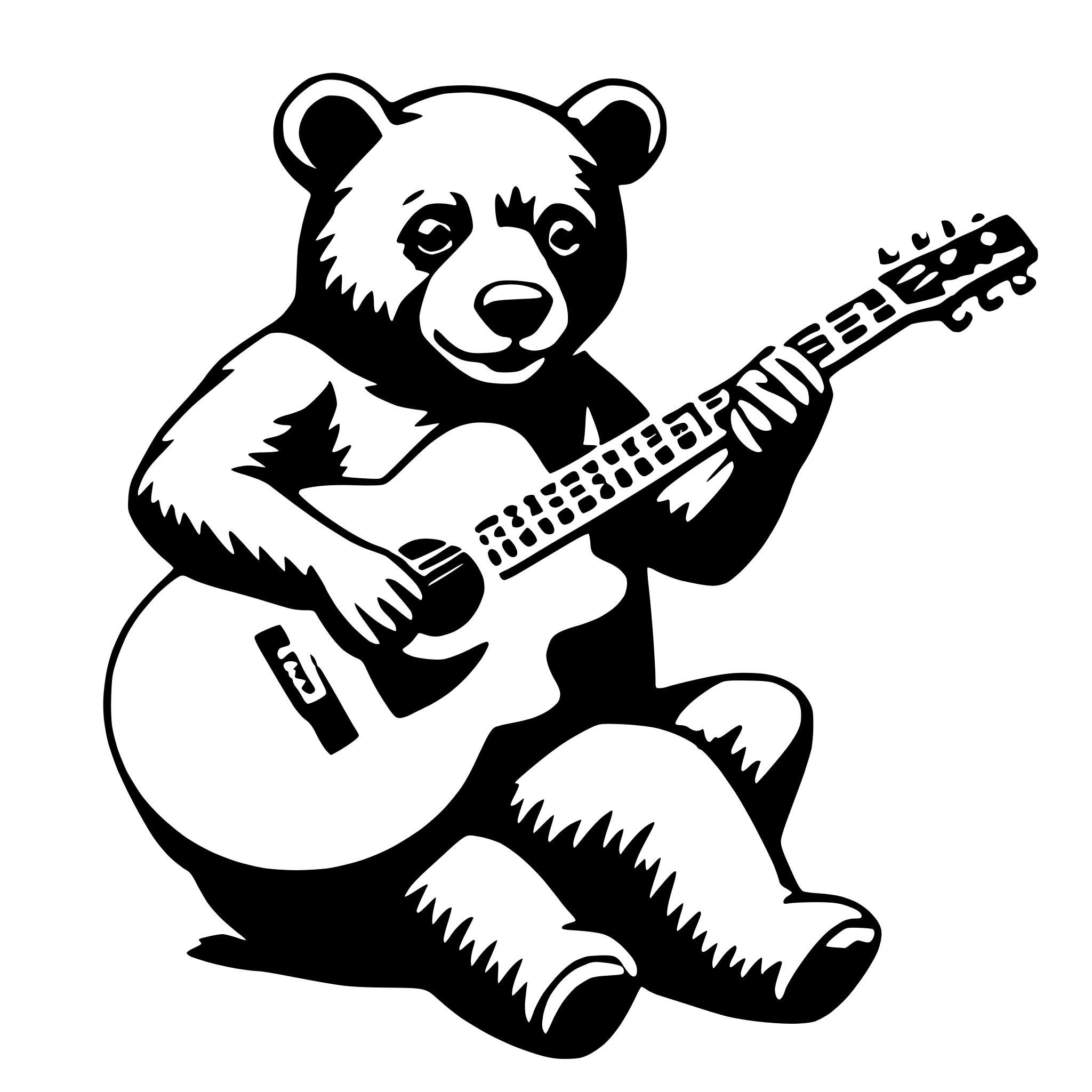 AI-generated SVG of a bear playing guitar