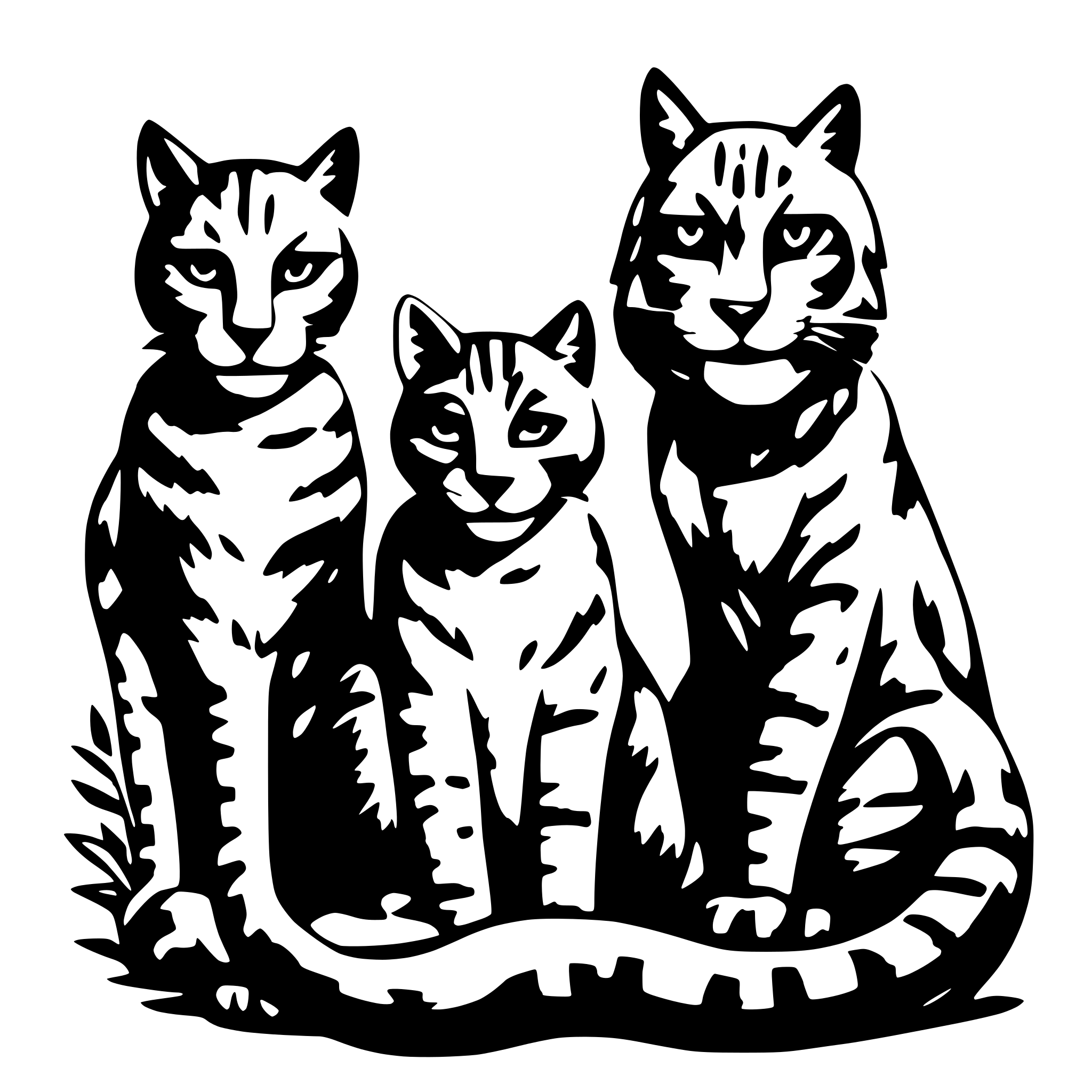 AI-generated SVG of a 3 wild cats