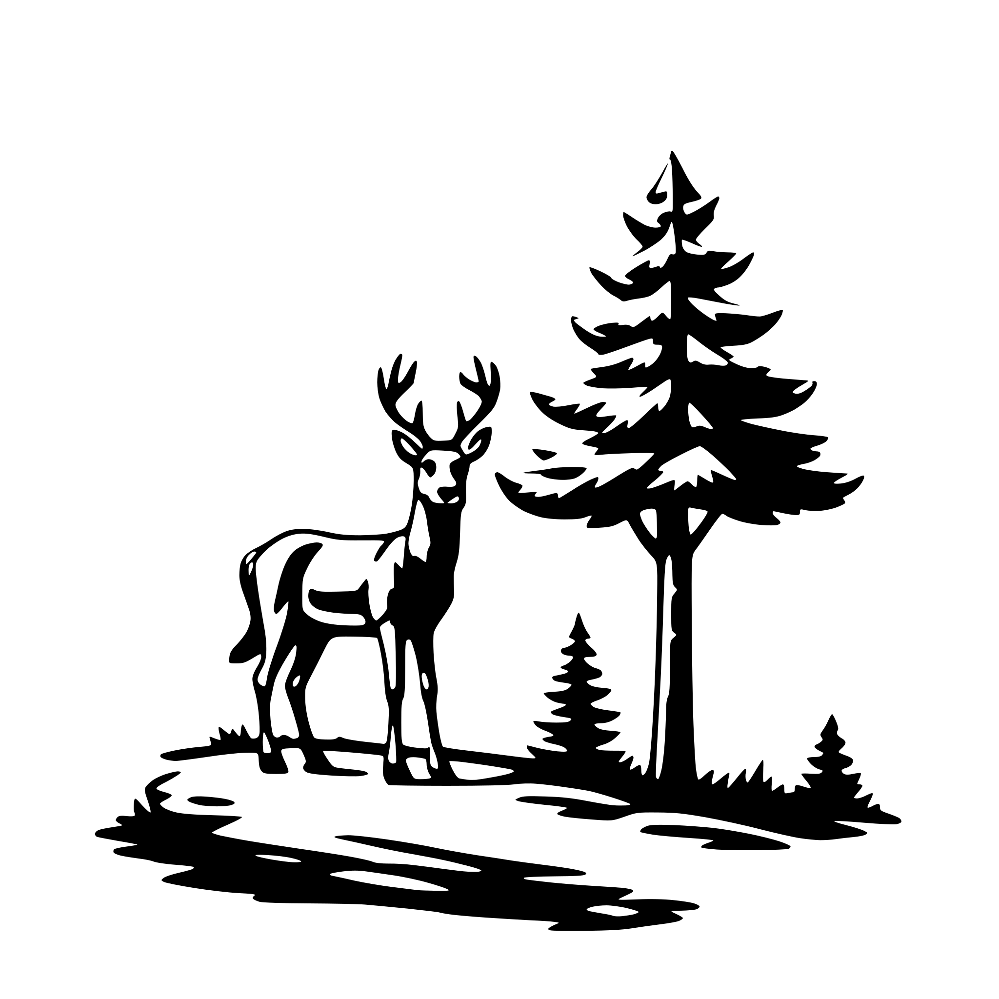 AI-generated SVG of 'pine tree and deer'