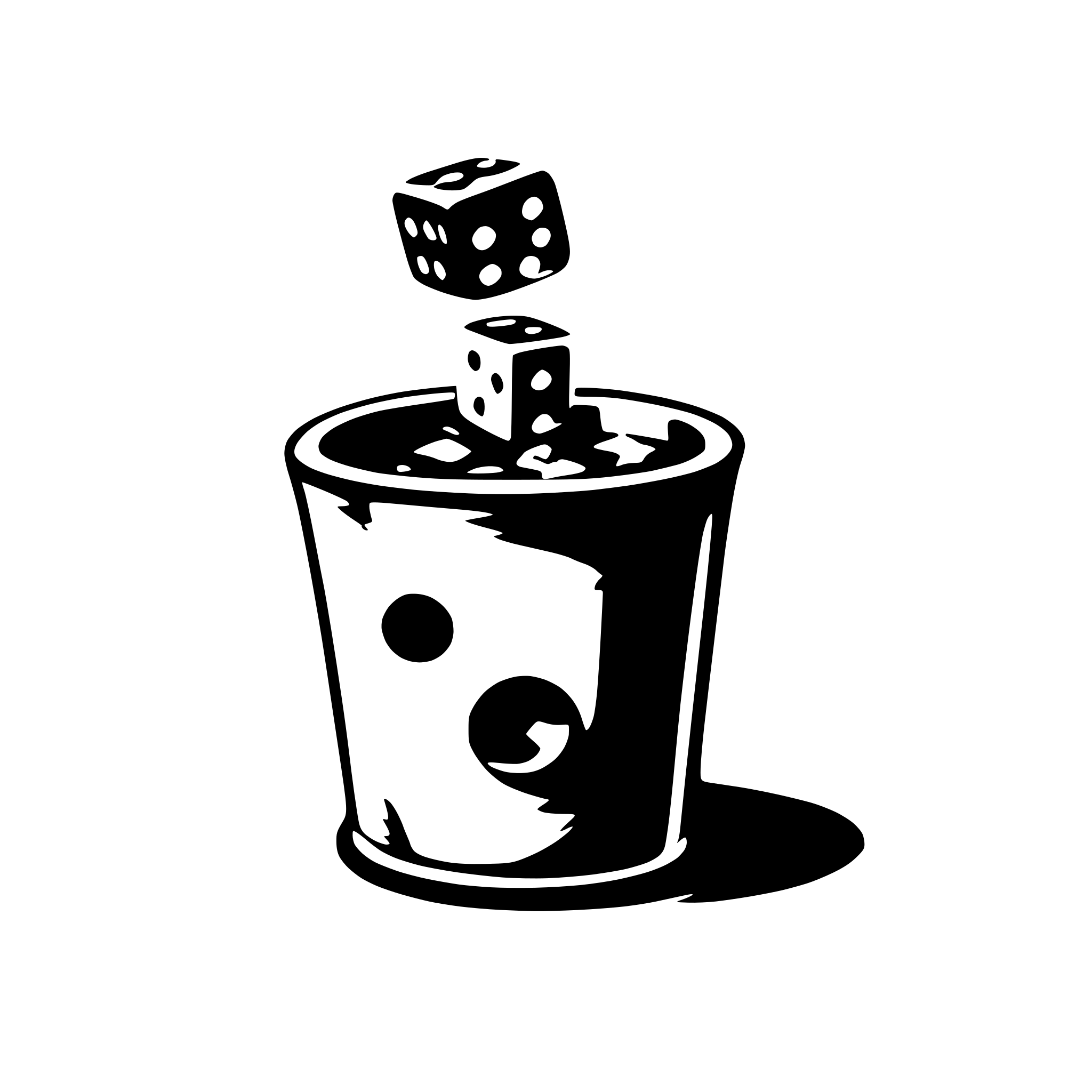 AI-generated SVG of a a logog for the game little max. Maybe two dice falling out of a cup