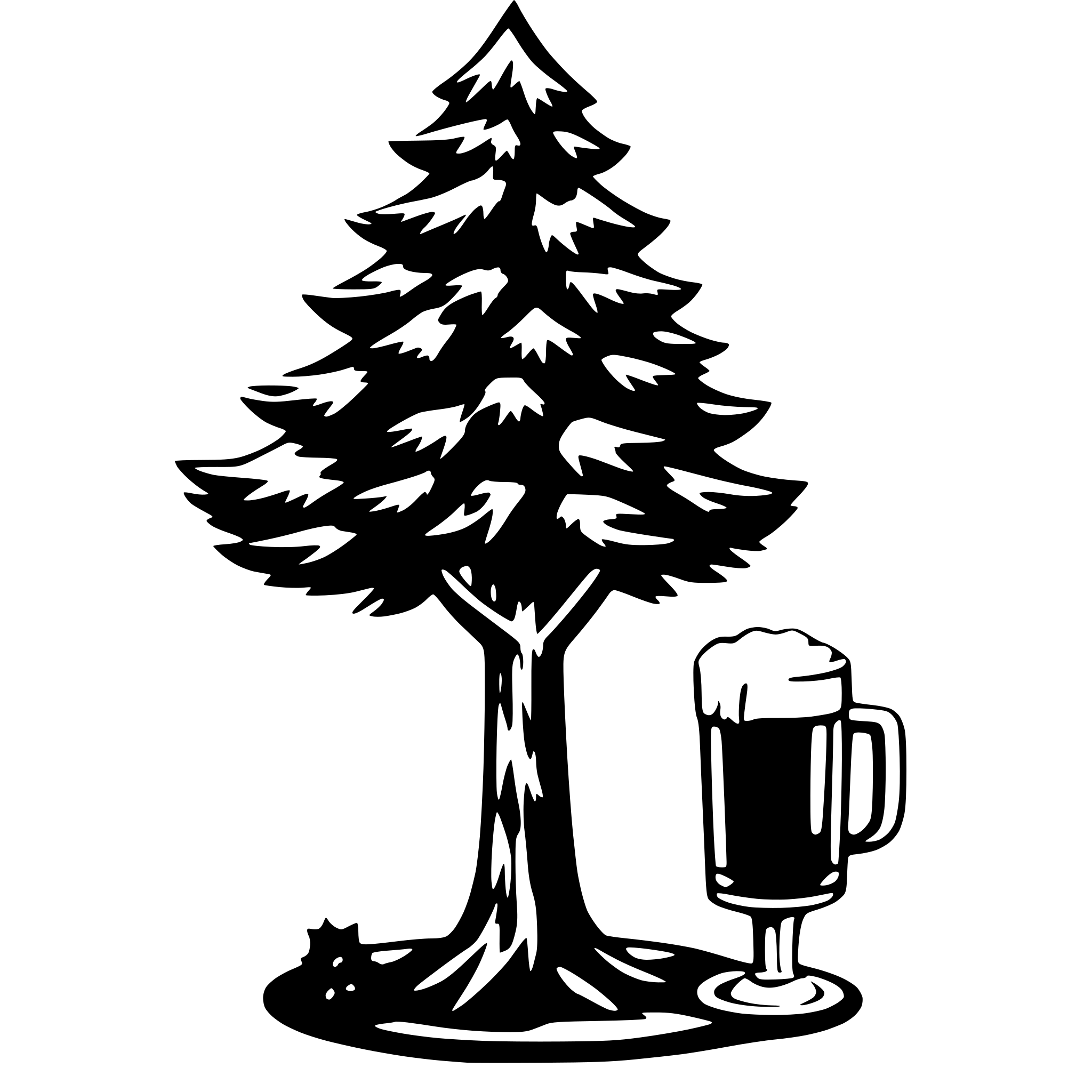 AI-generated SVG of a christmas tree holding beer