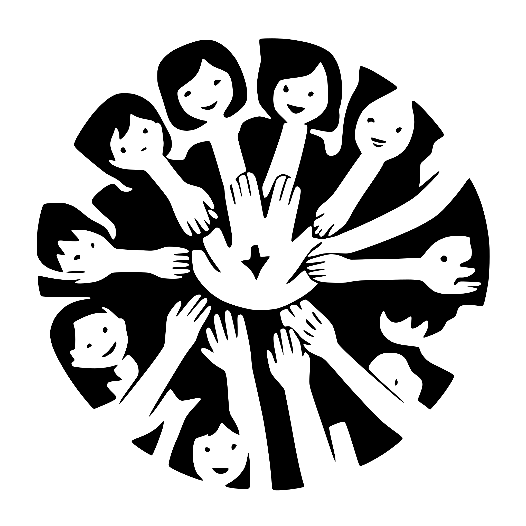 AI-generated SVG of a 12 Children holdng hands