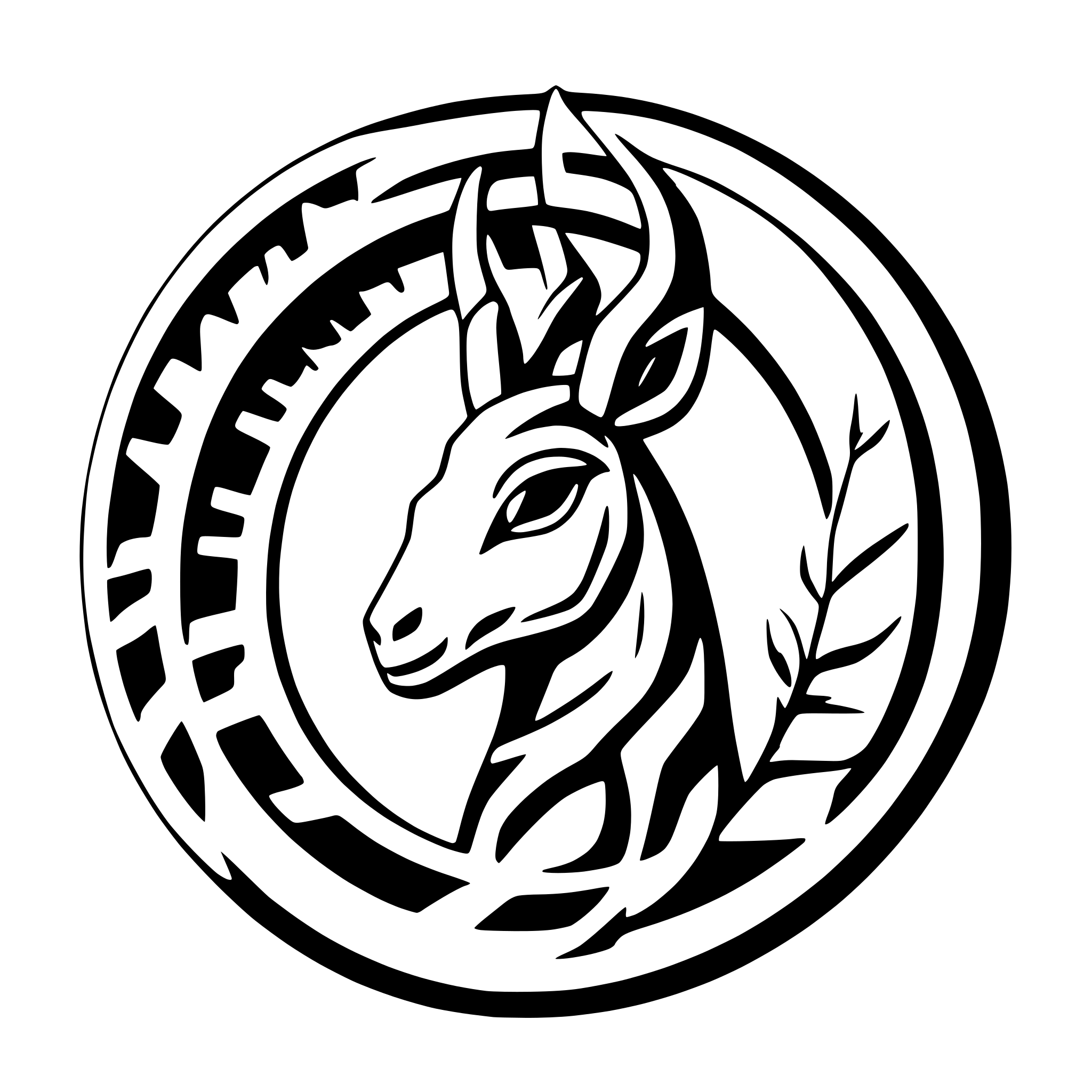AI-generated SVG of a gazelle head inside a circle