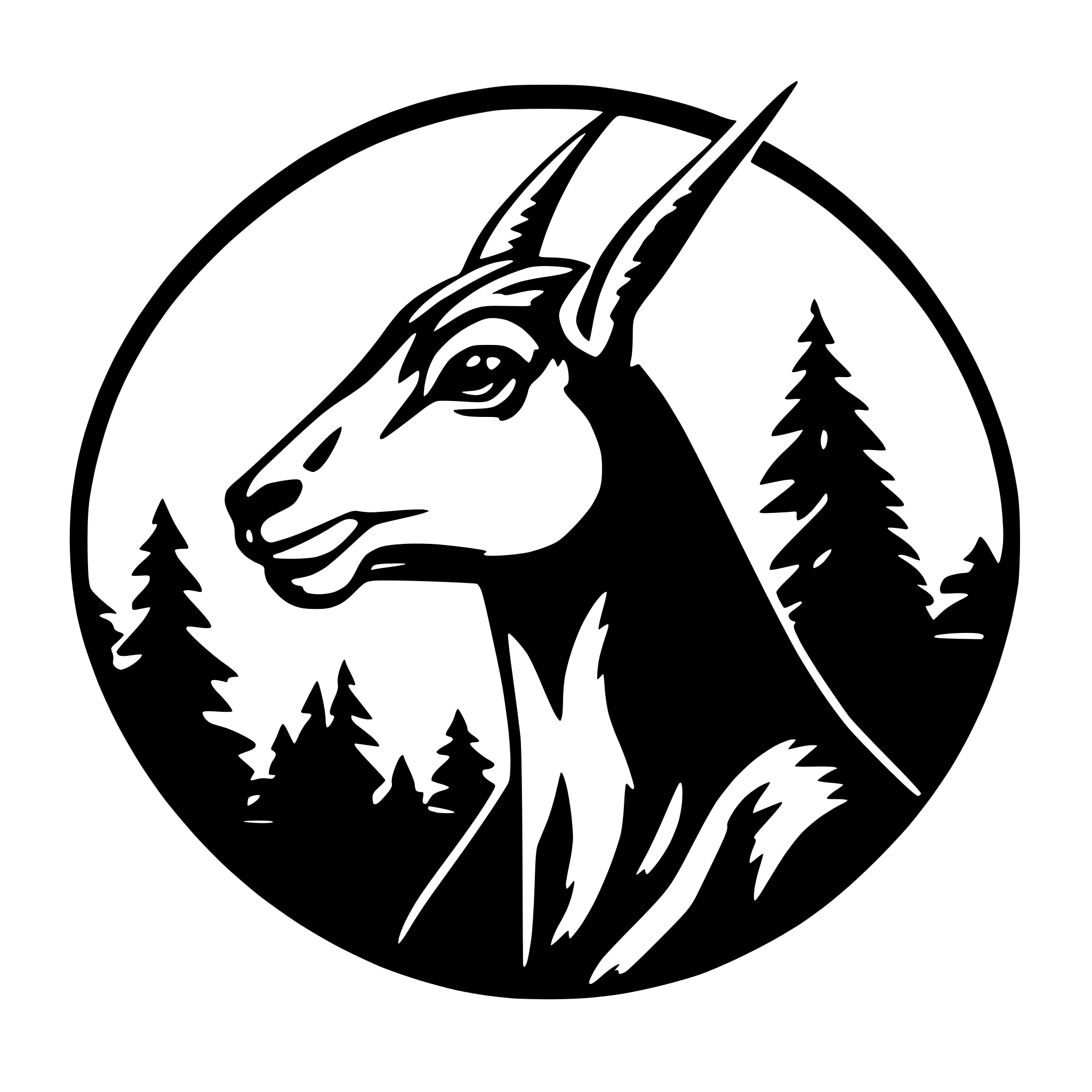 AI-generated SVG of a gazelle head inside a circle