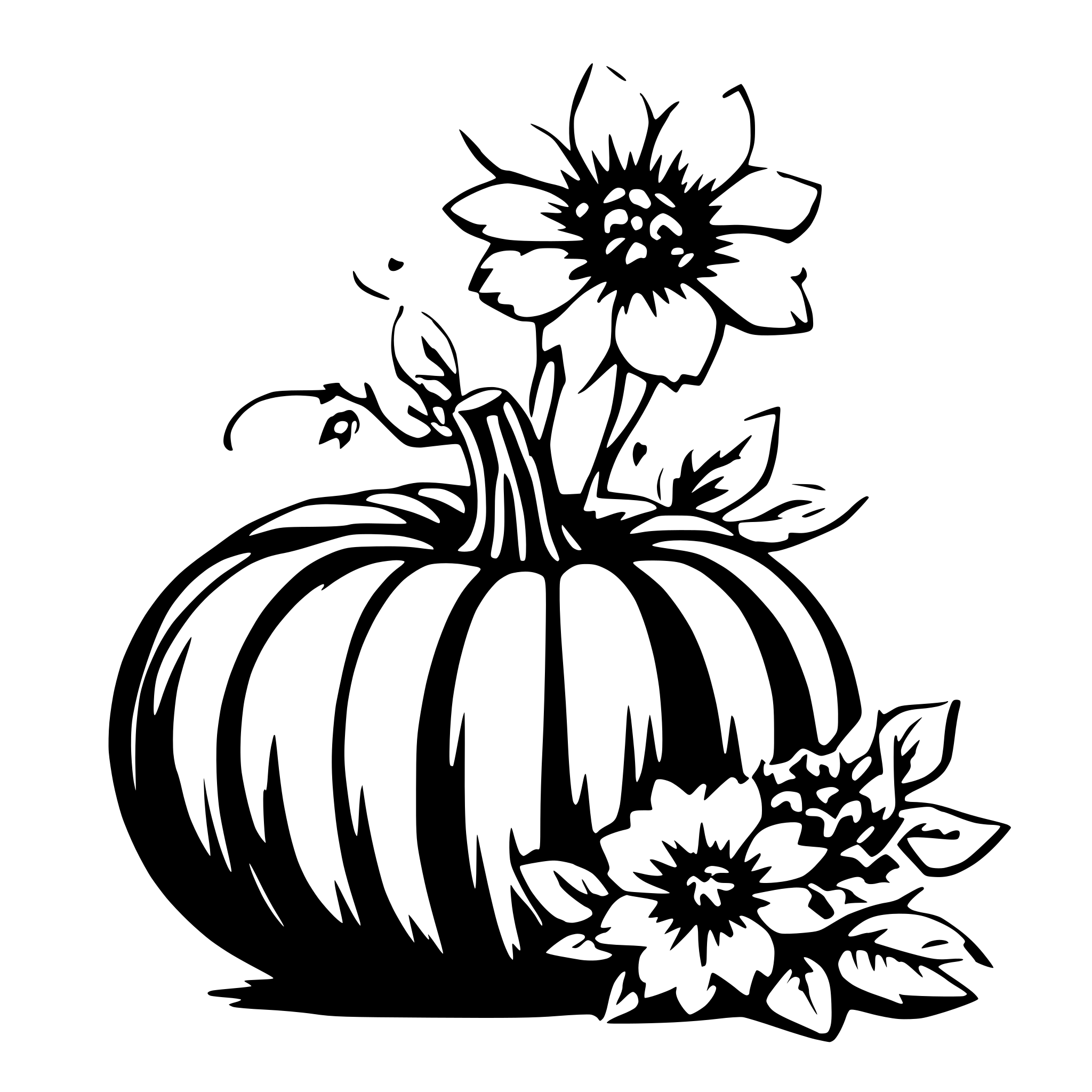 AI-generated SVG of a pumpkin with flowers