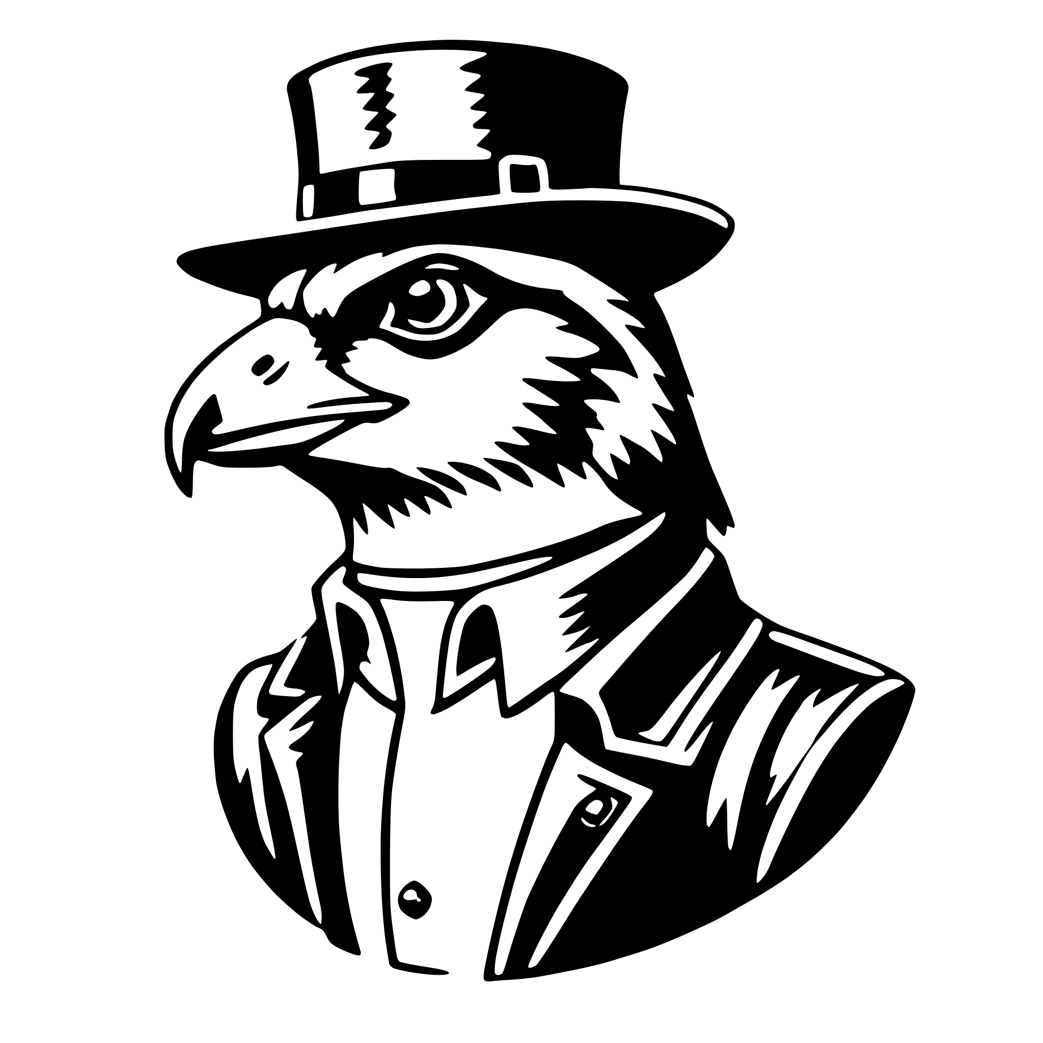 AI-generated SVG of a falcon with fedora