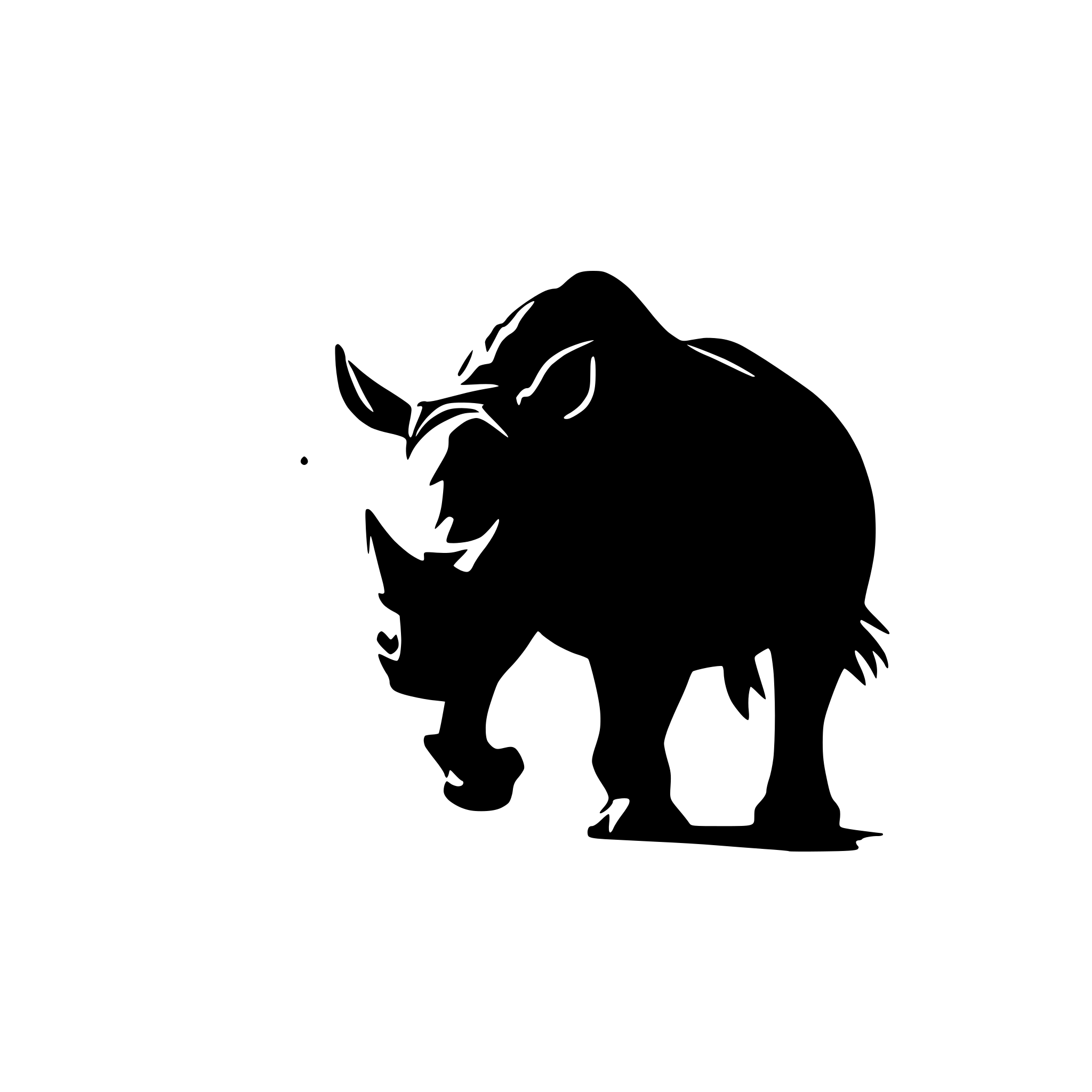 AI-generated SVG of a rhino charging through dust