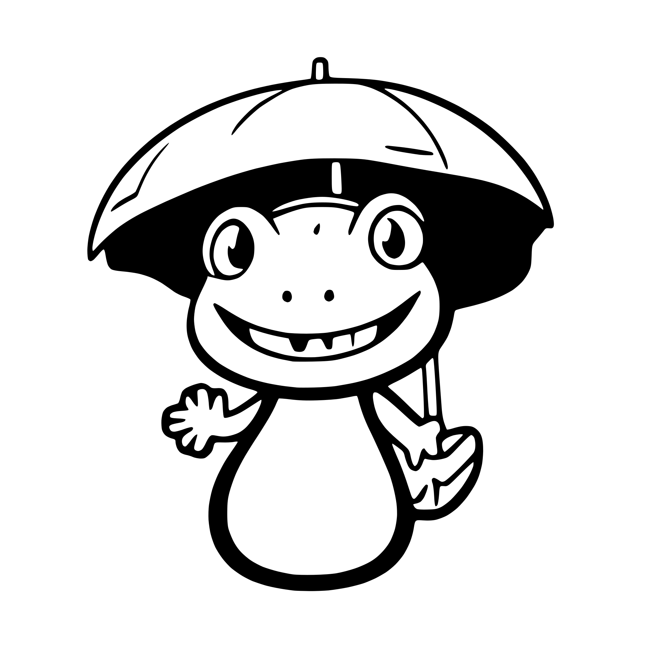 AI-generated SVG of a a grinning frog with an umbrella