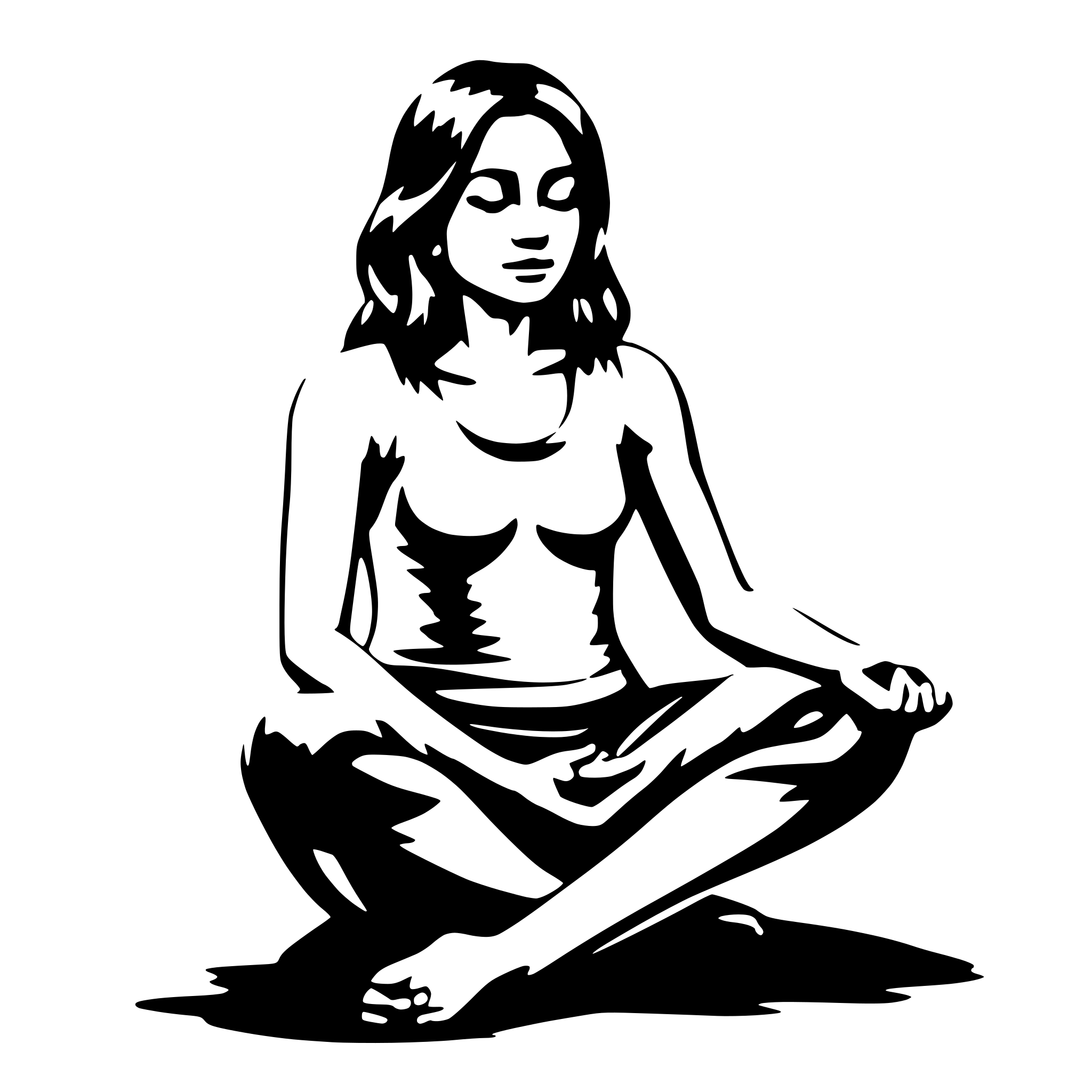 AI-generated SVG of a Woman, squatting, meditation,