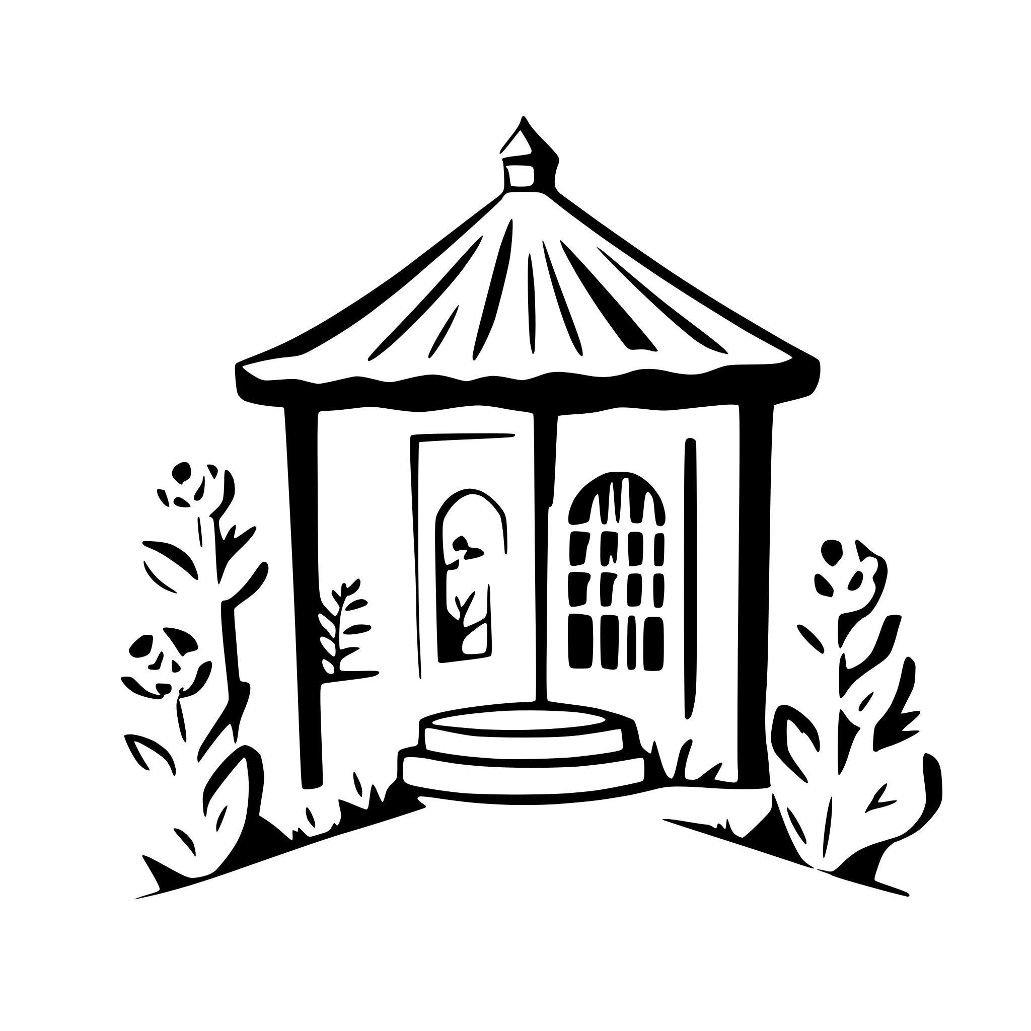 AI-generated SVG of 'gazebo in a flower garden'