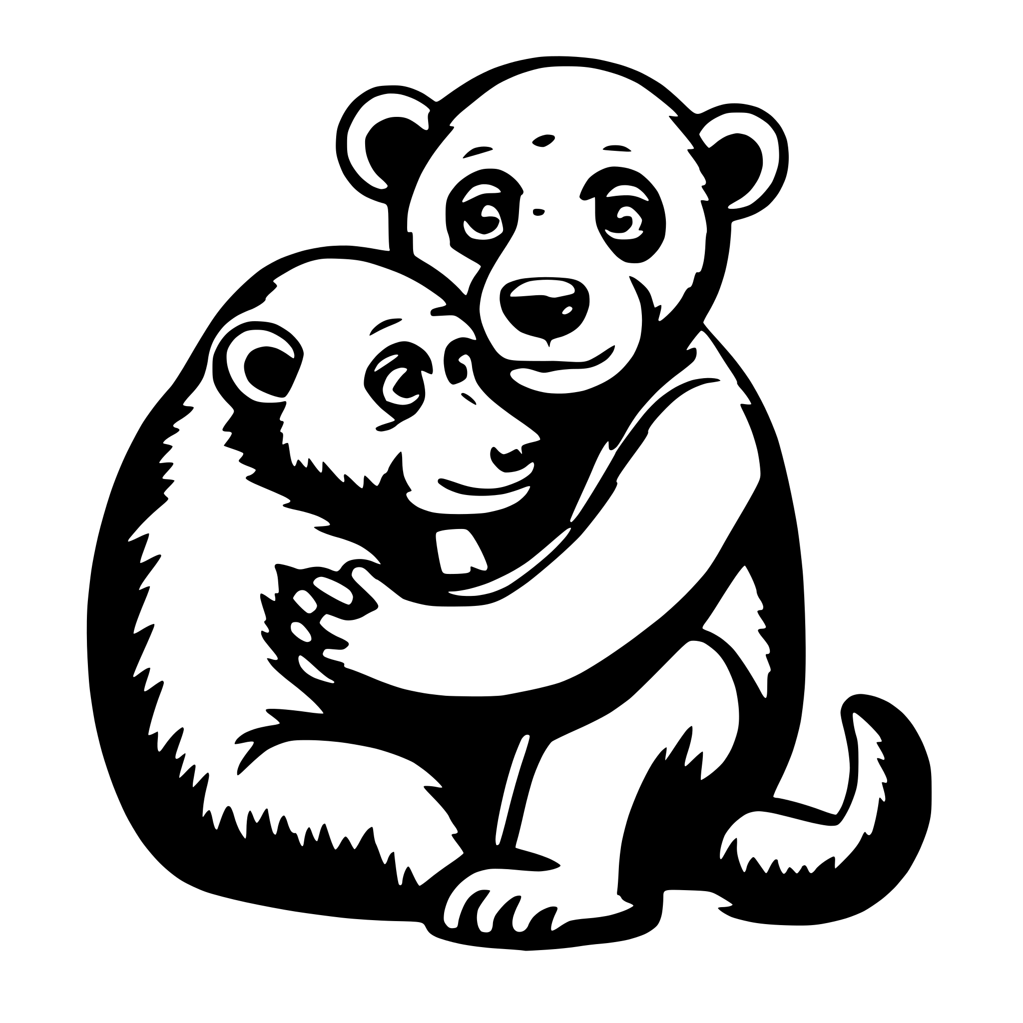 AI-generated SVG of 'Bear hugging a monkey'