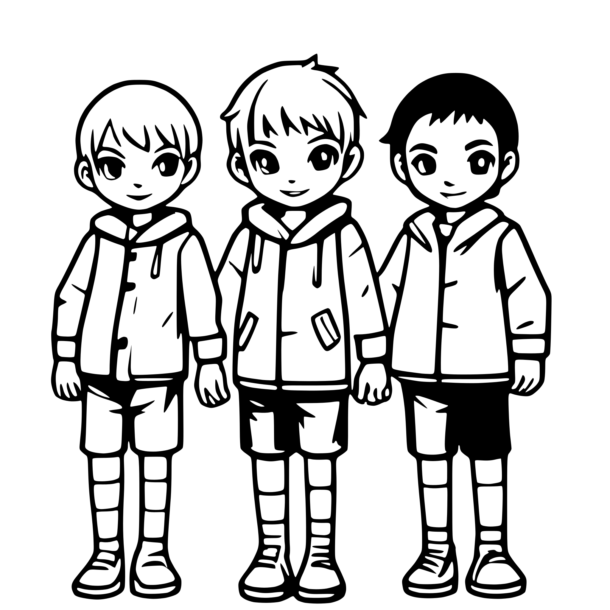 AI-generated SVG of a boys forming a line and holding hands