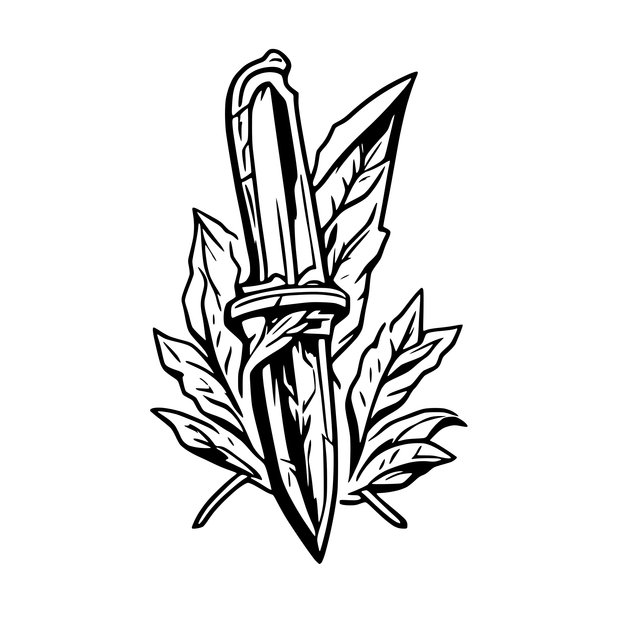 AI-generated SVG of 'neo traditional borken dagger'