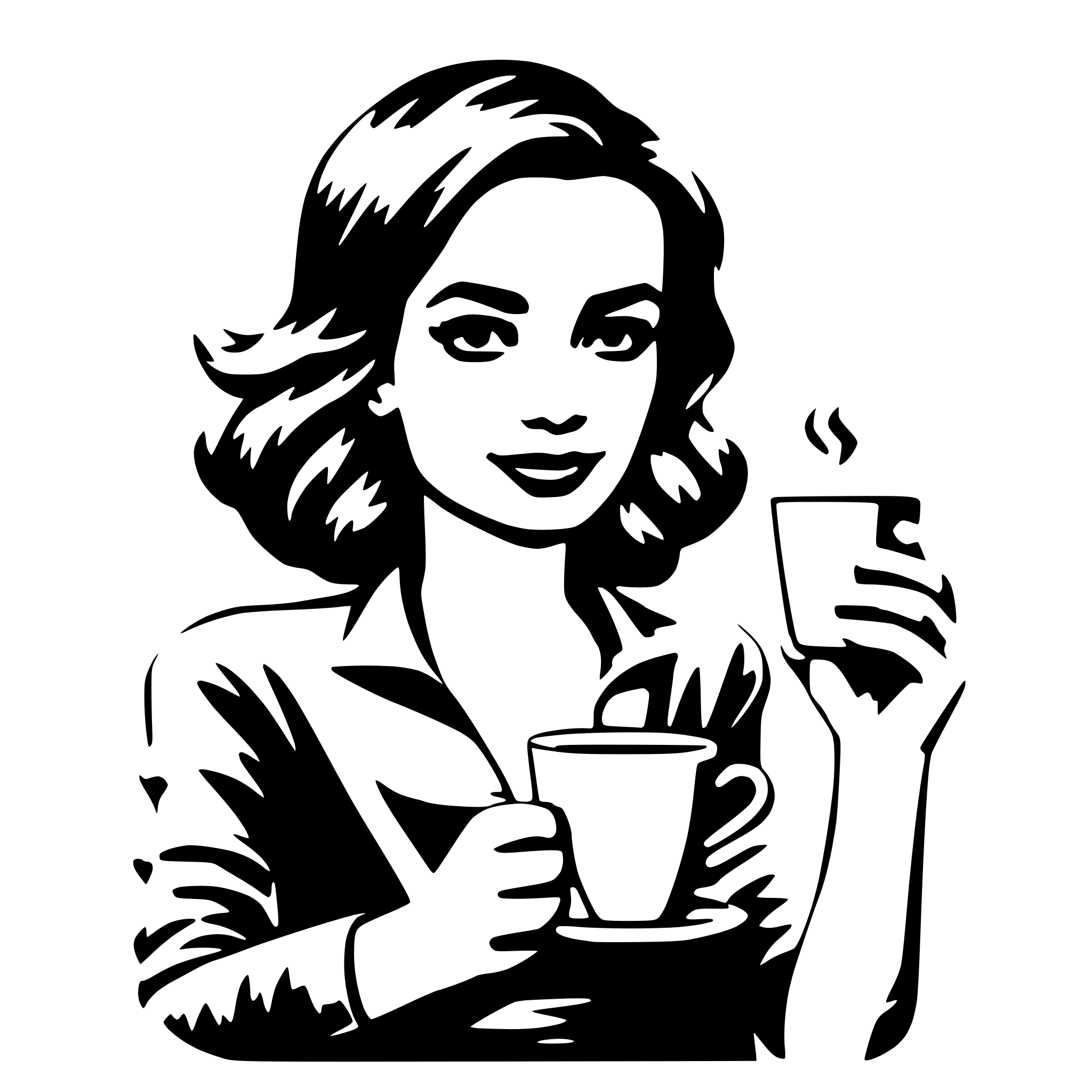 AI-generated SVG of a Woman holding a coffee