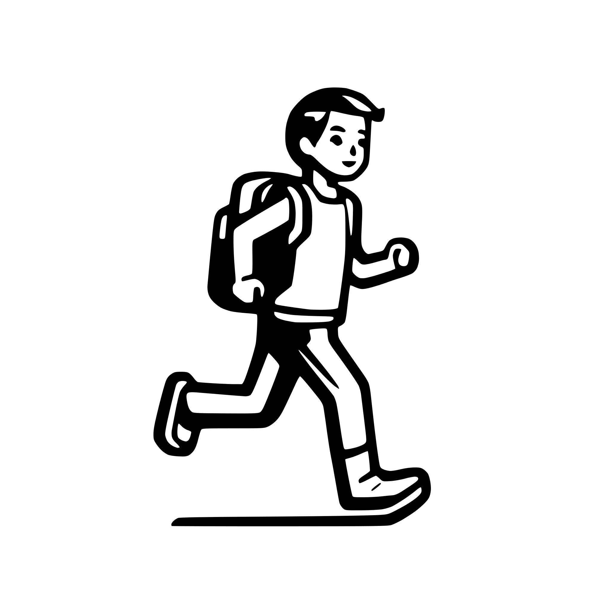 AI-generated SVG of a a man carrying a backpack and running