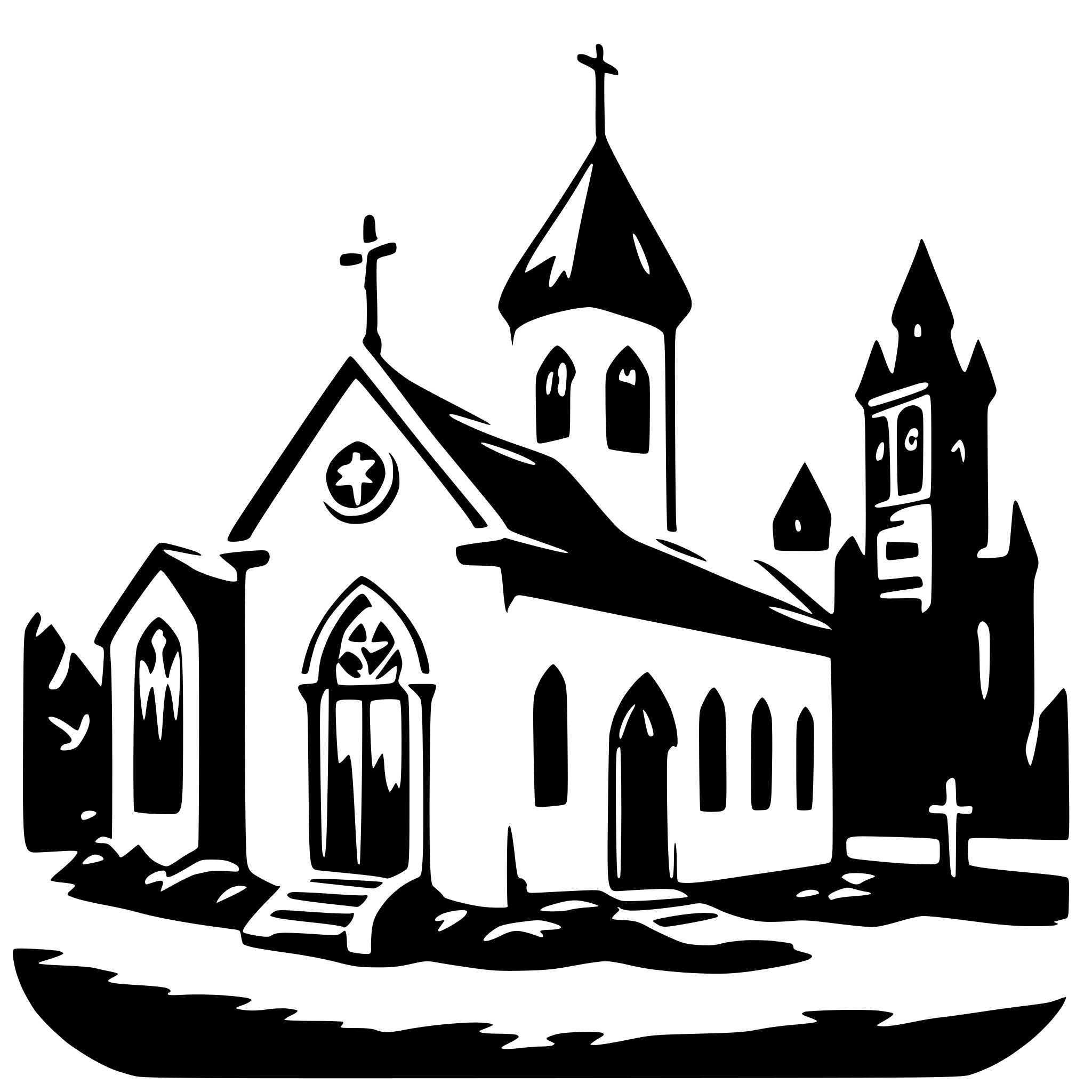 AI-generated SVG of a Church on fire