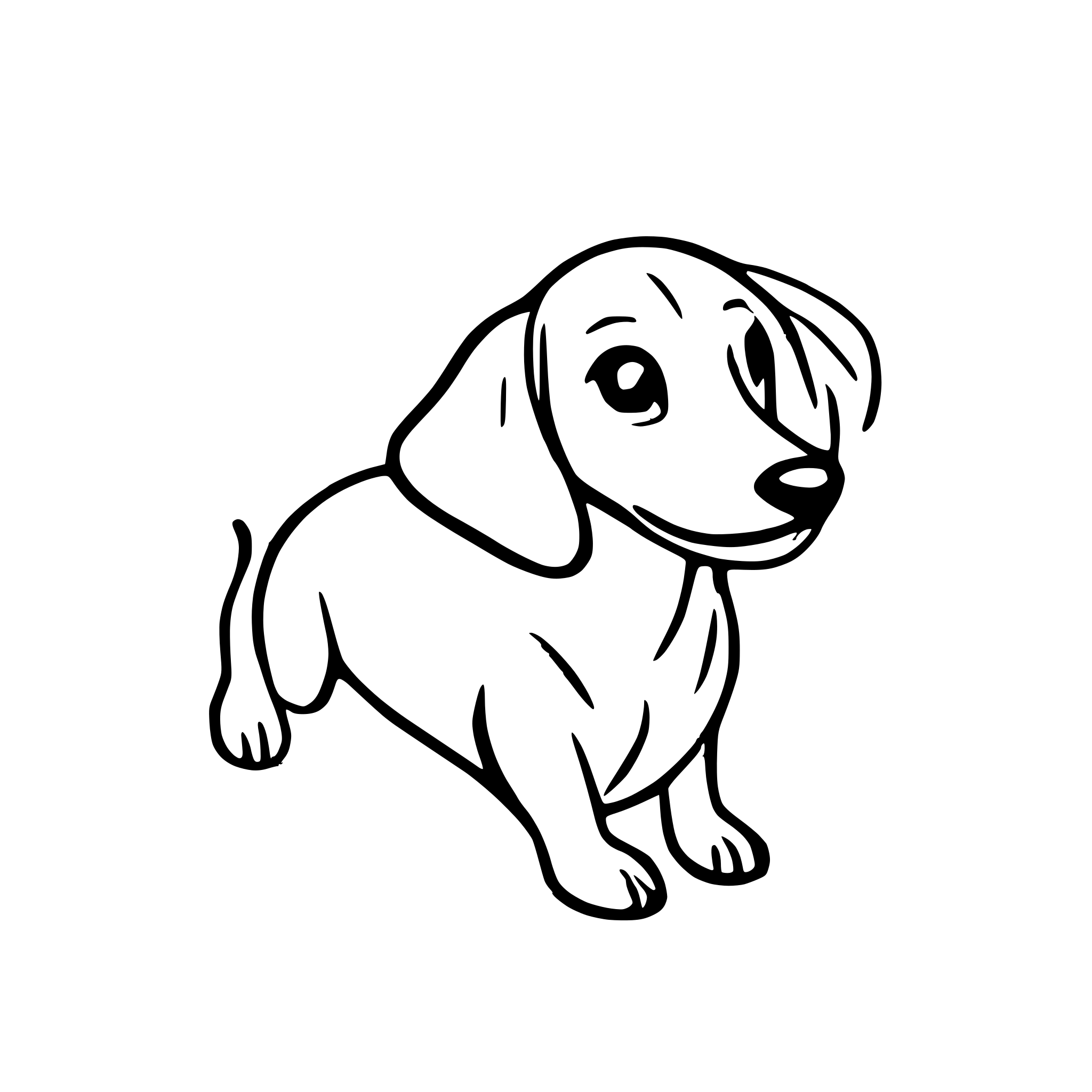 AI-generated SVG of a Single continuous line drawing cute dachshund
