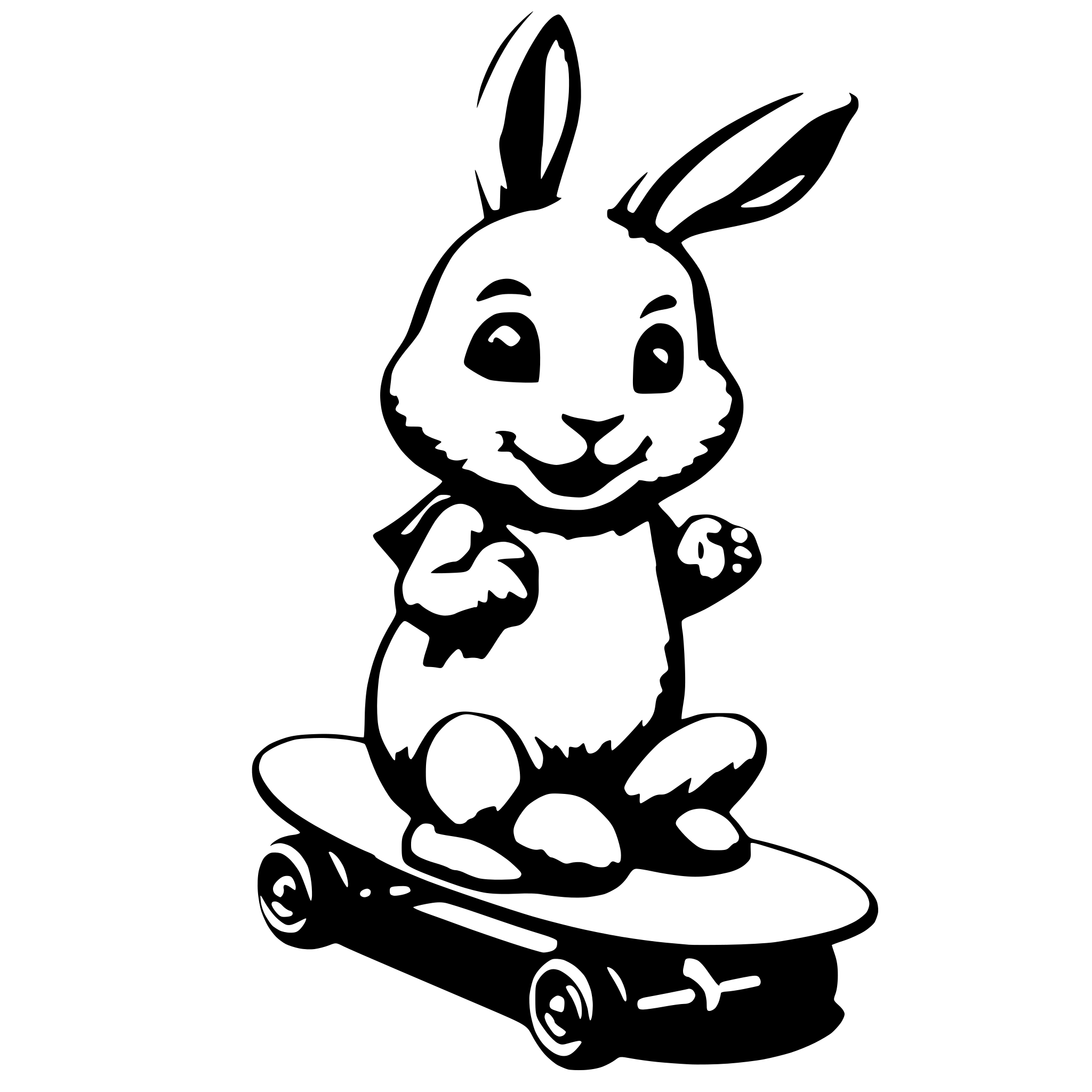 AI-generated SVG of a baby bunny on skateboard