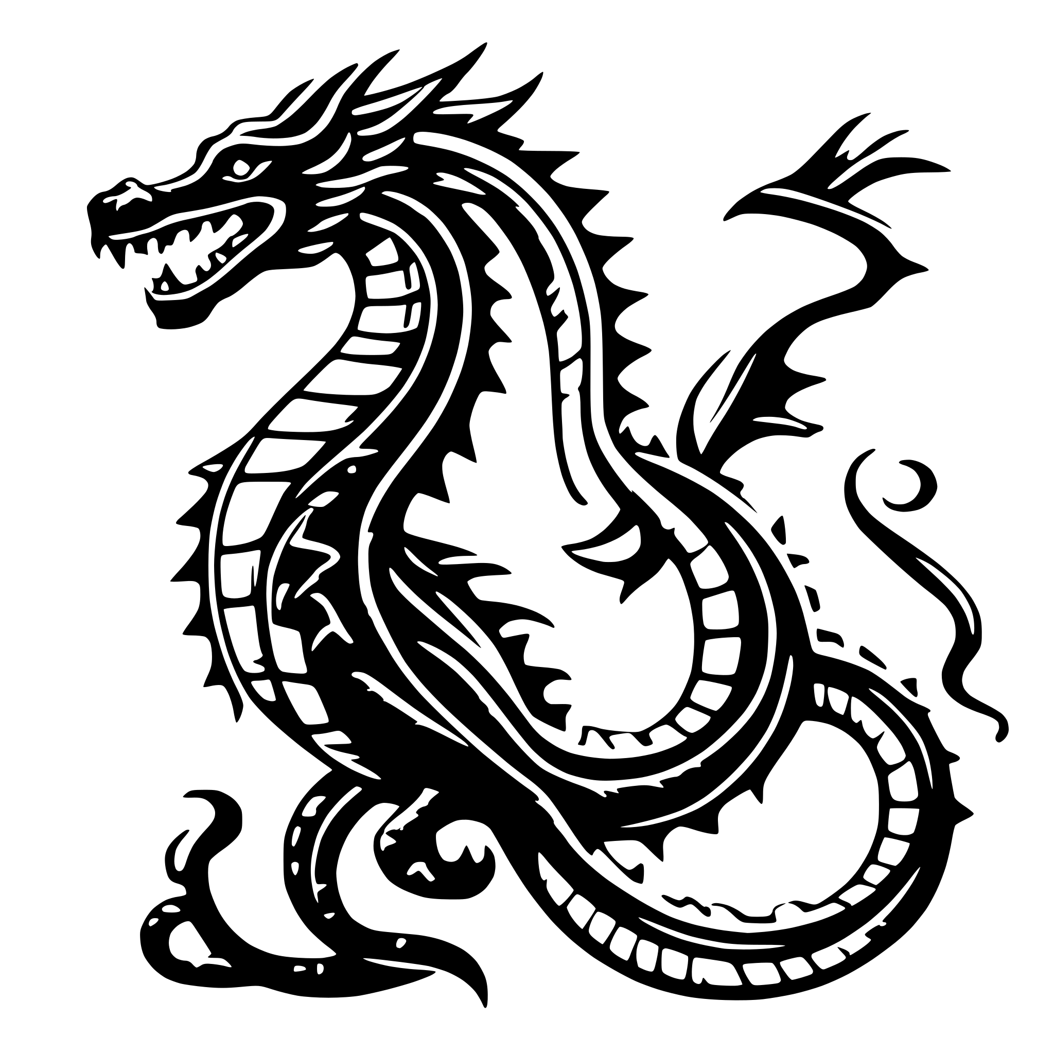 AI-generated SVG of a Vietnamese dragon motifs with mythical designs