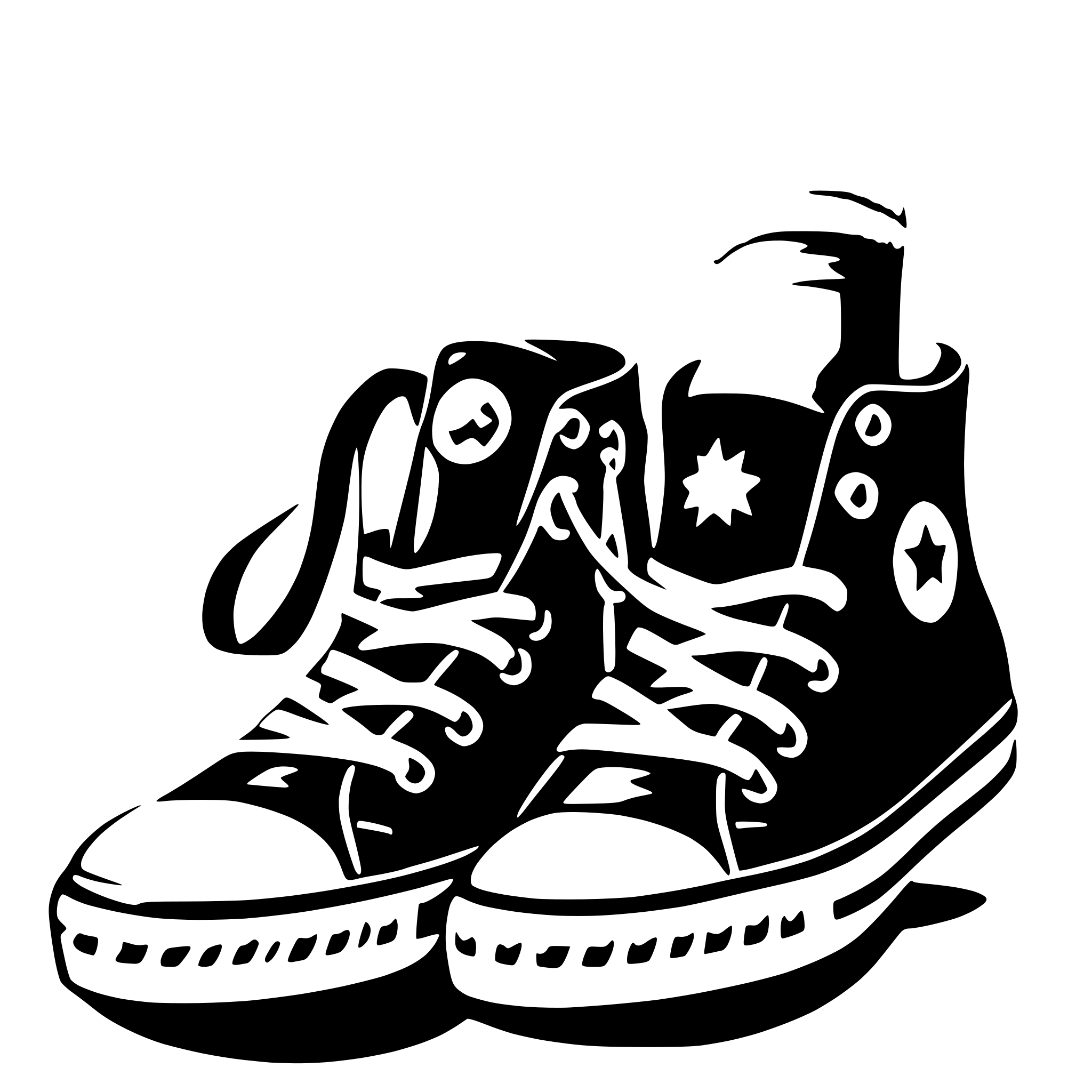 AI-generated SVG of 'Converse sneakers surrounded by a pearl necklace'