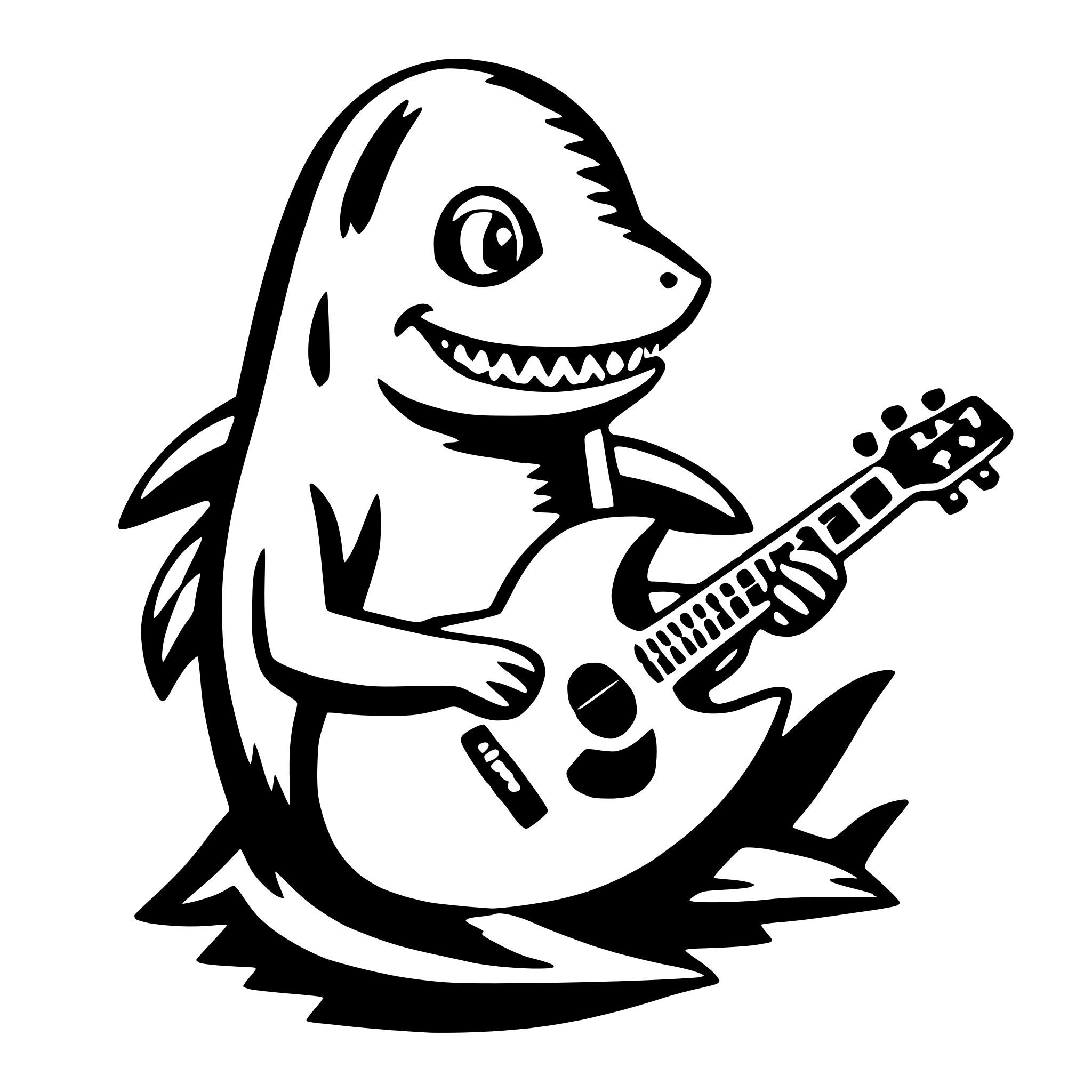 AI-generated SVG of 'shark with guitar'