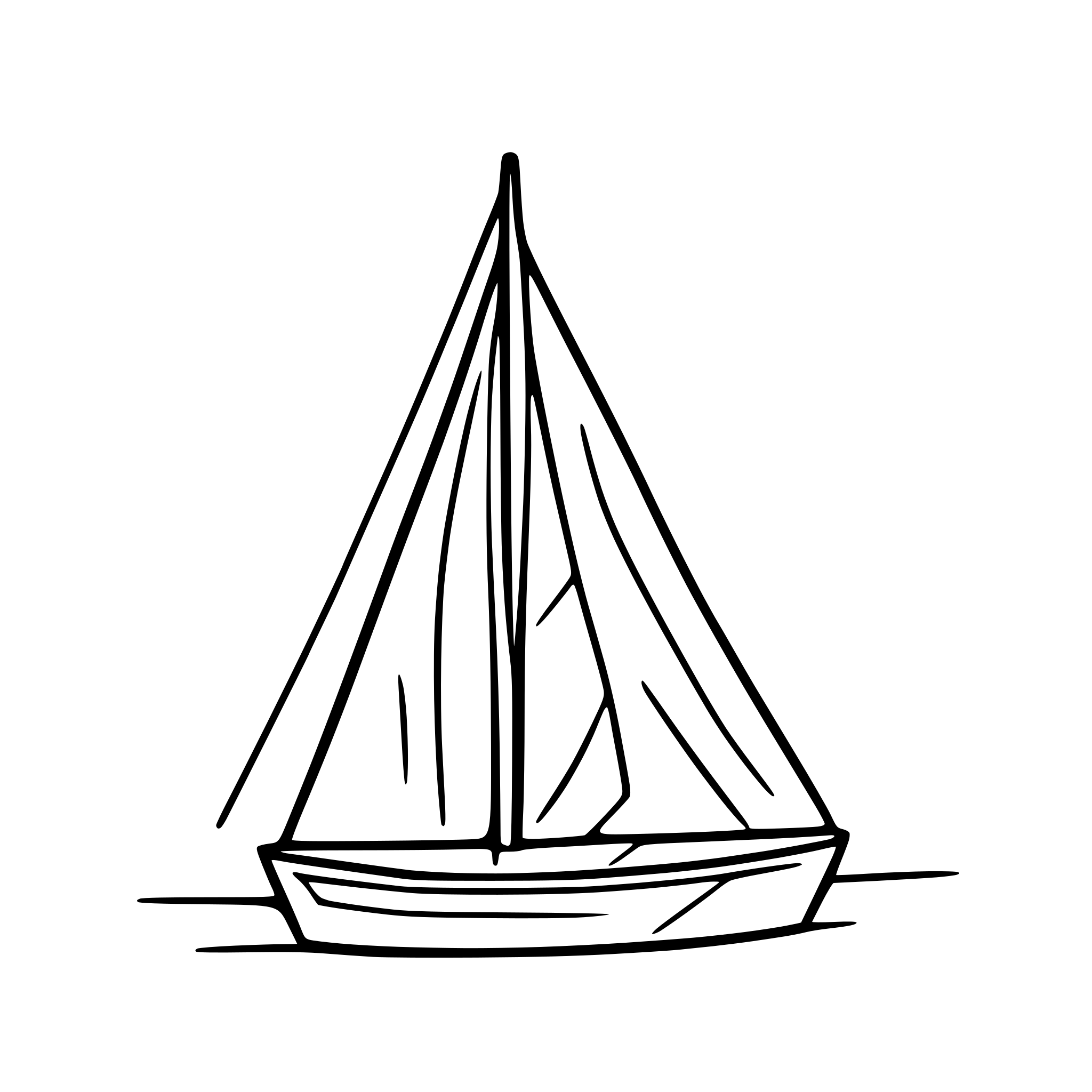 AI-generated SVG of a one line sailboat, continuous line, outlines