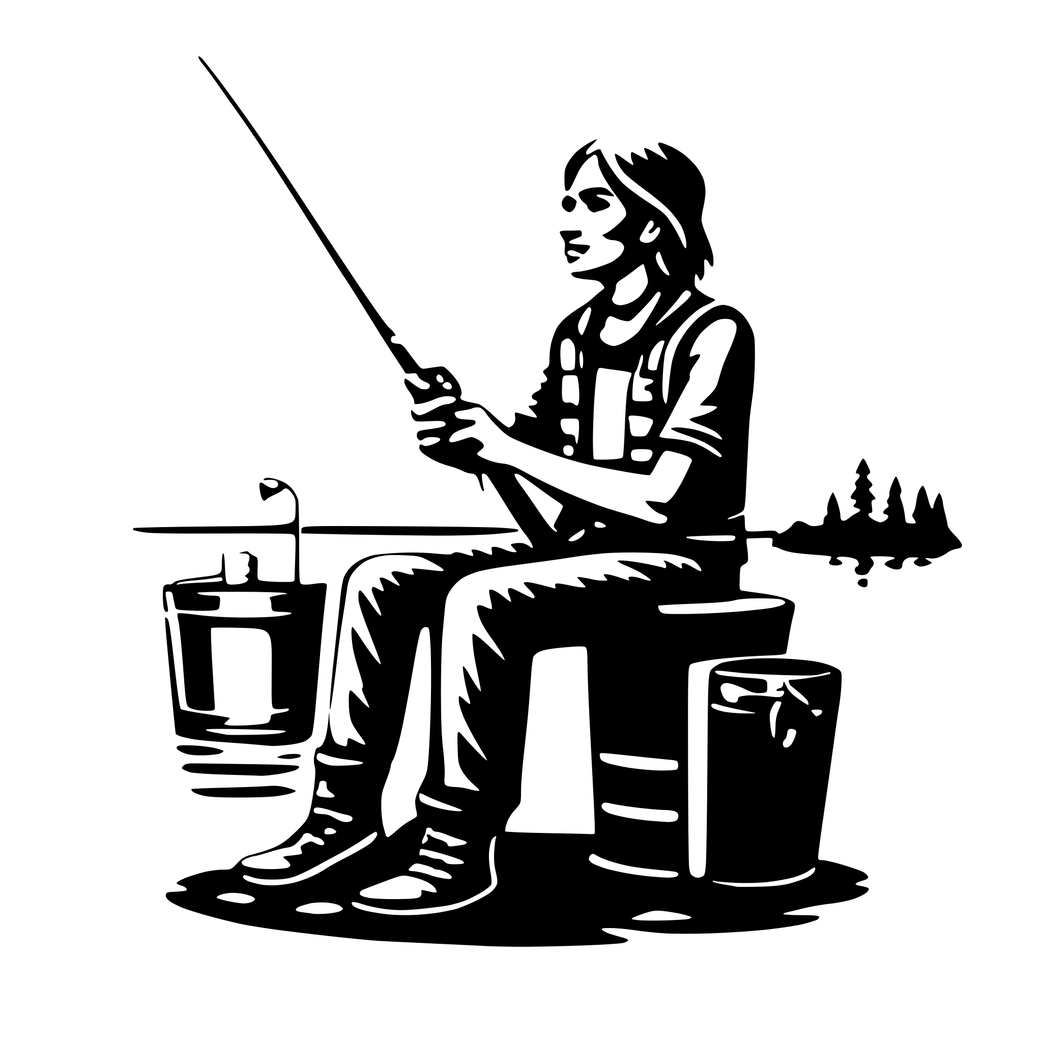 AI-generated SVG of 'fishing and drinking beer'