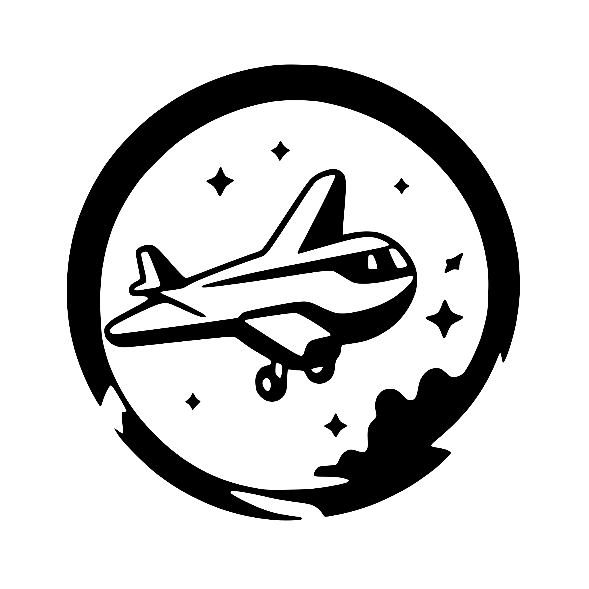 AI-generated SVG of a plane flying above earth