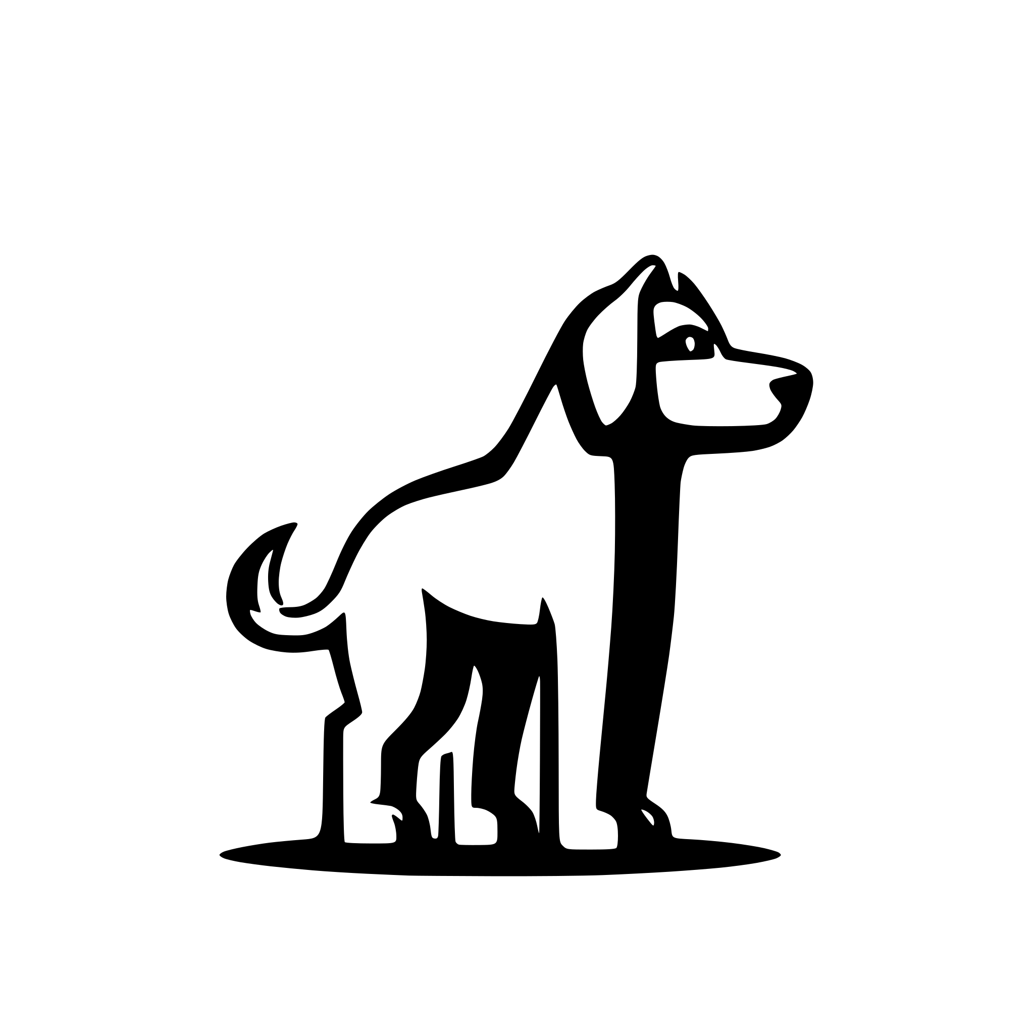 AI-generated SVG of 'a minimal abstract funny playful dog logo from the side sniffing showing whole body'