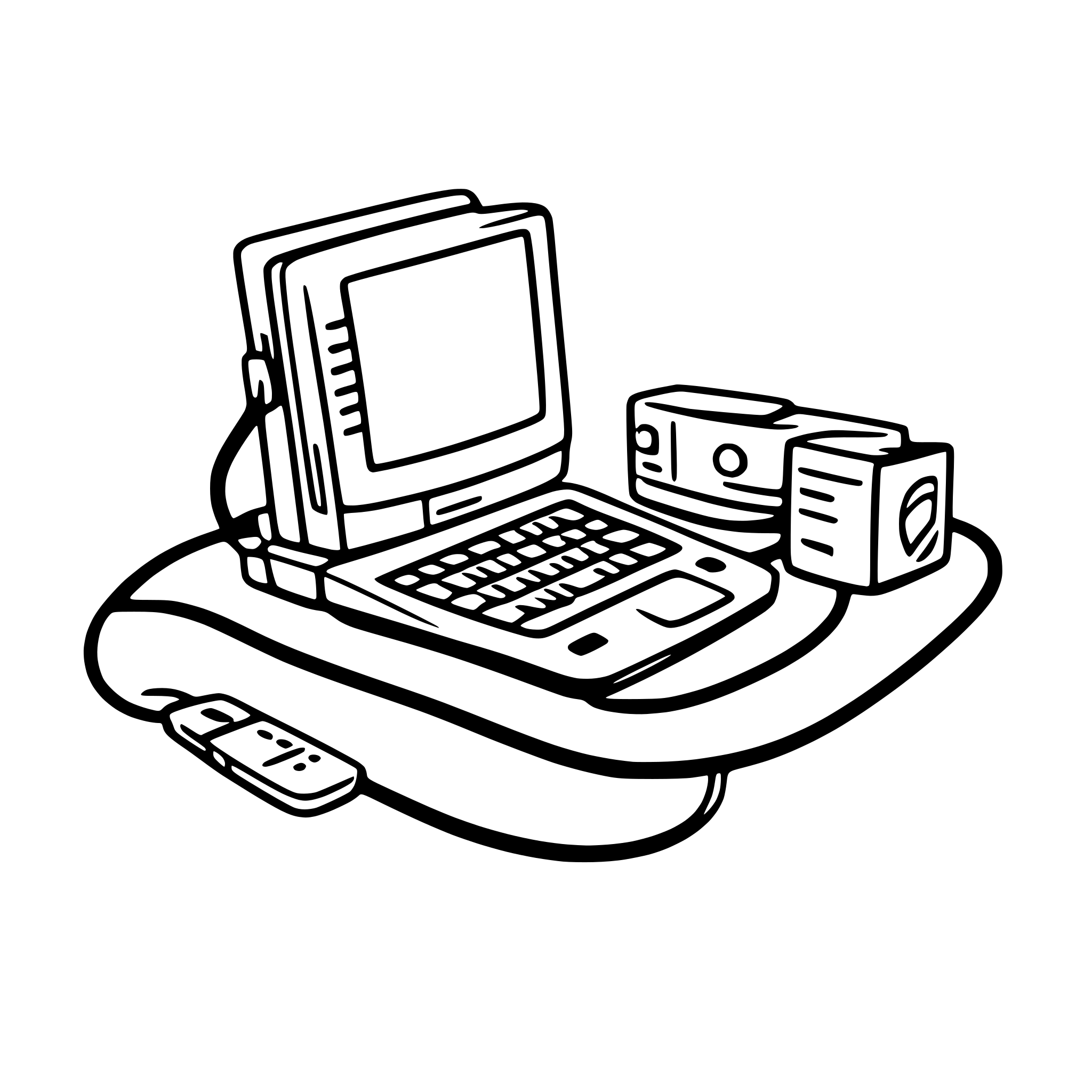 AI-generated SVG of a a laptop connecting to three servers; each server should show a CD reader and a power button