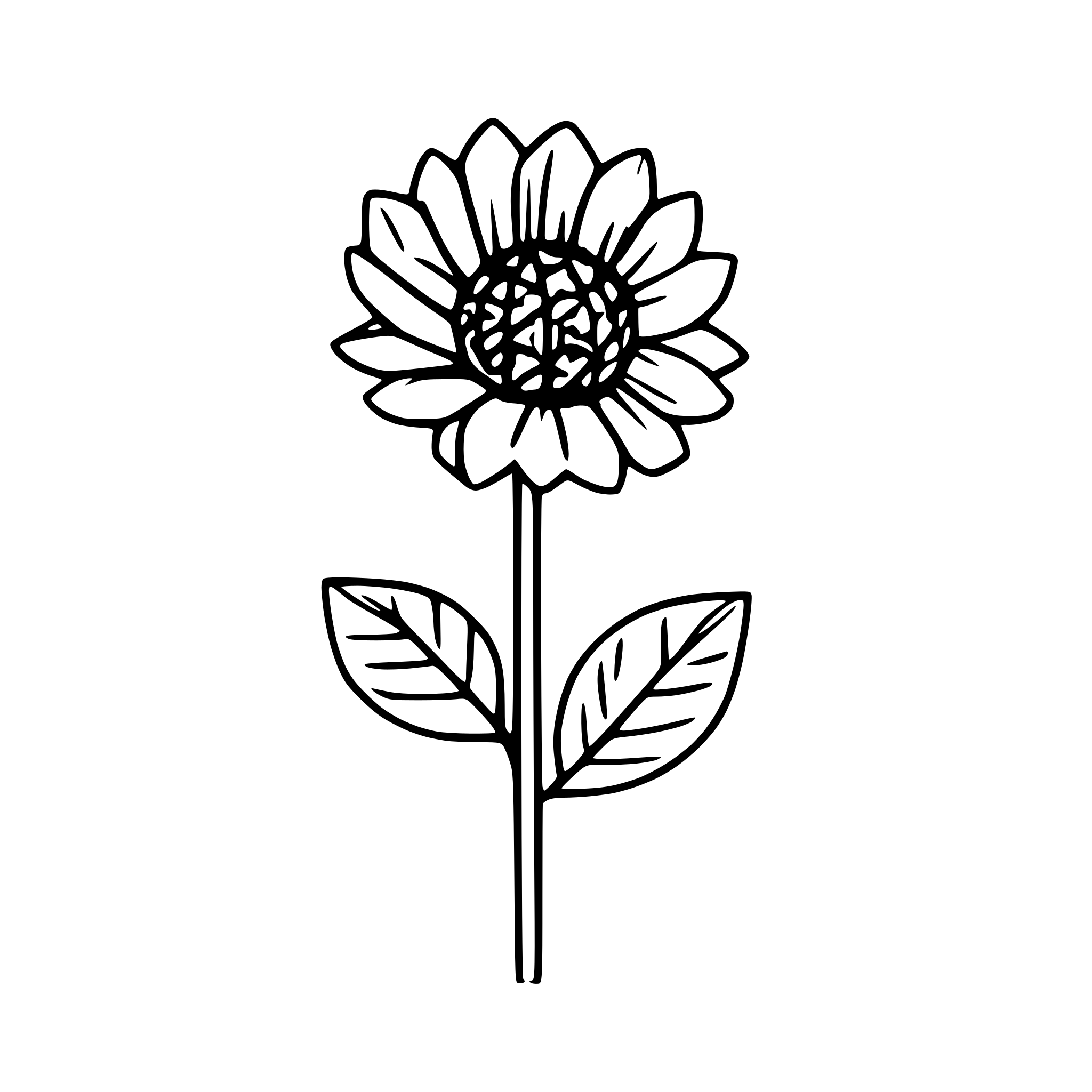 AI-generated SVG of a simple and cute line drawing of a single sunflower