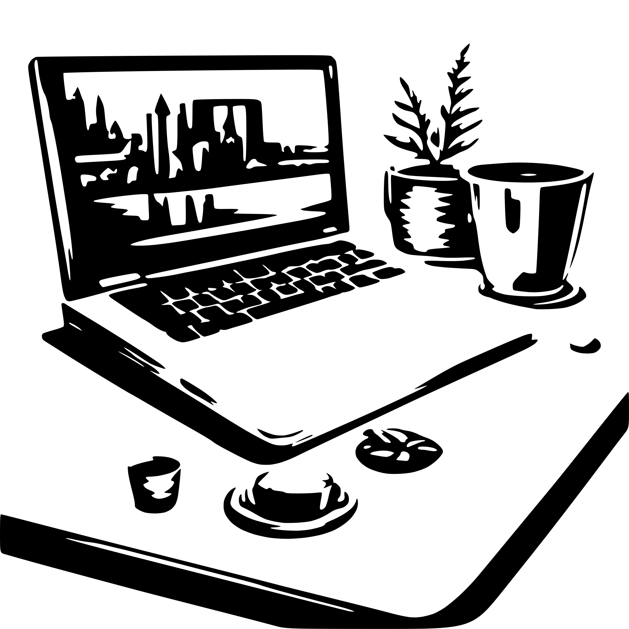 AI-generated SVG of a A sleek laptop open on a modern desk with a cup of coffee beside it. AI-generated SVG of a A sleek laptop open on a modern desk with a cup of coffee beside it.
