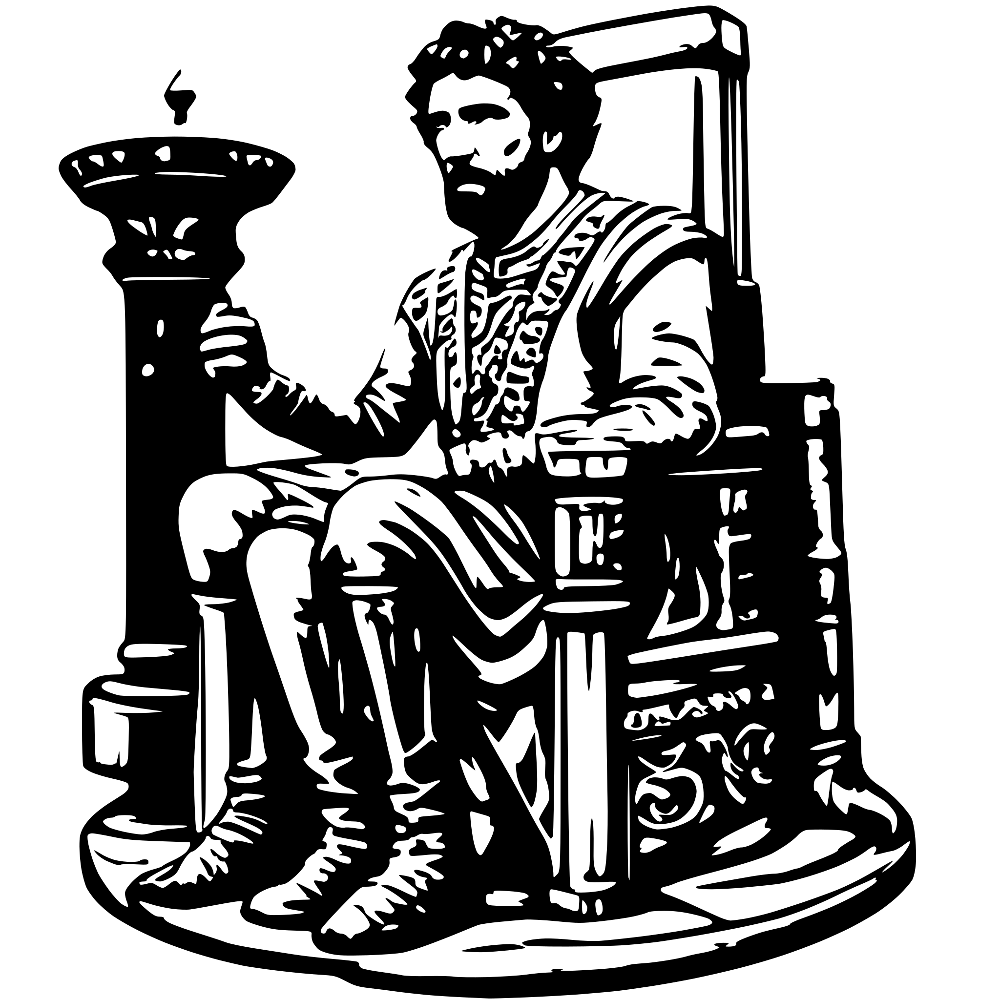 AI-generated SVG of 'marcus aurelius on throne writing'