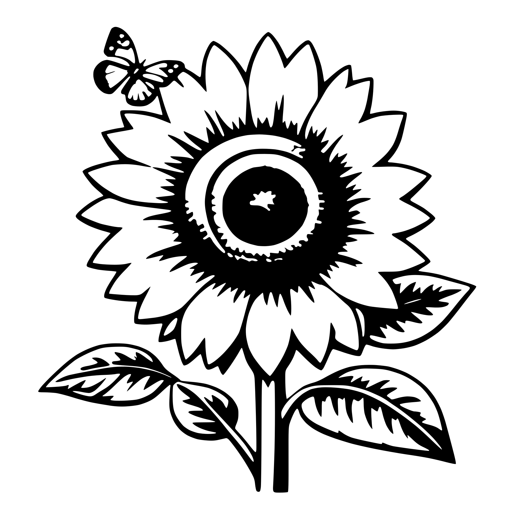 AI-generated SVG of a sunflower and butterfly