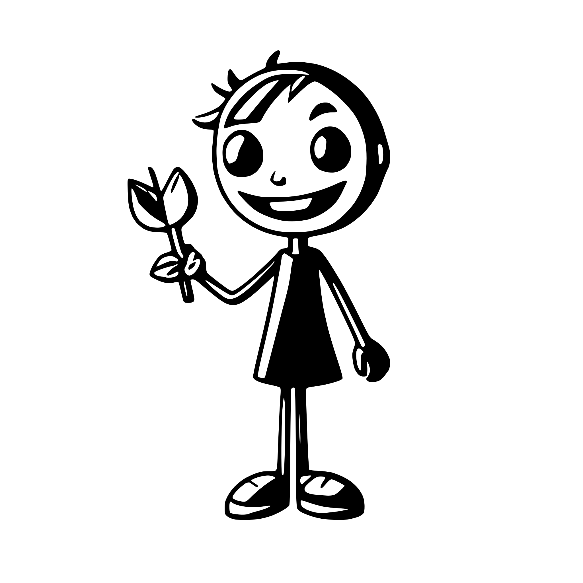 AI-generated SVG of a Happy stickman in a black background