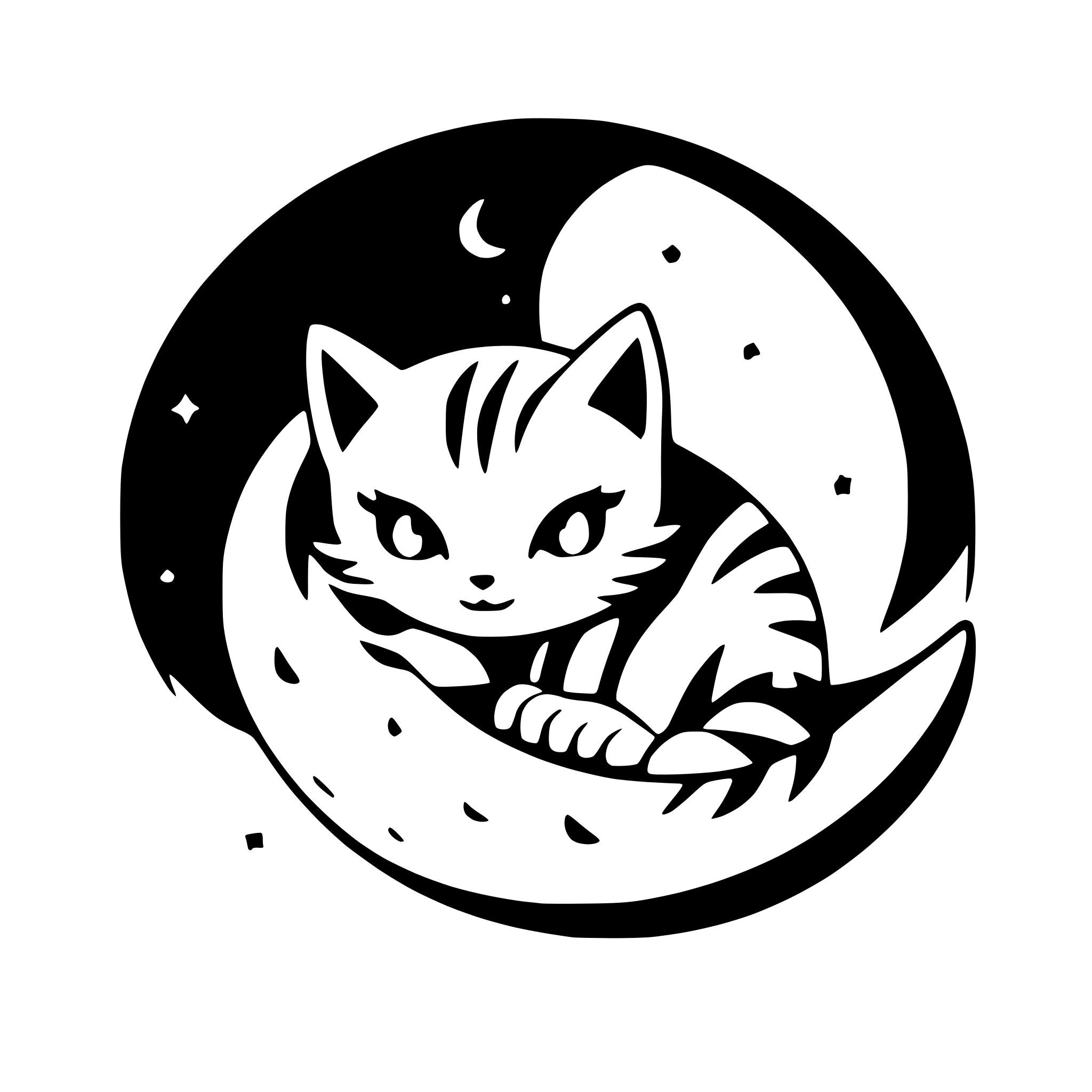 AI-generated SVG of a cat sleeping on crescent moon