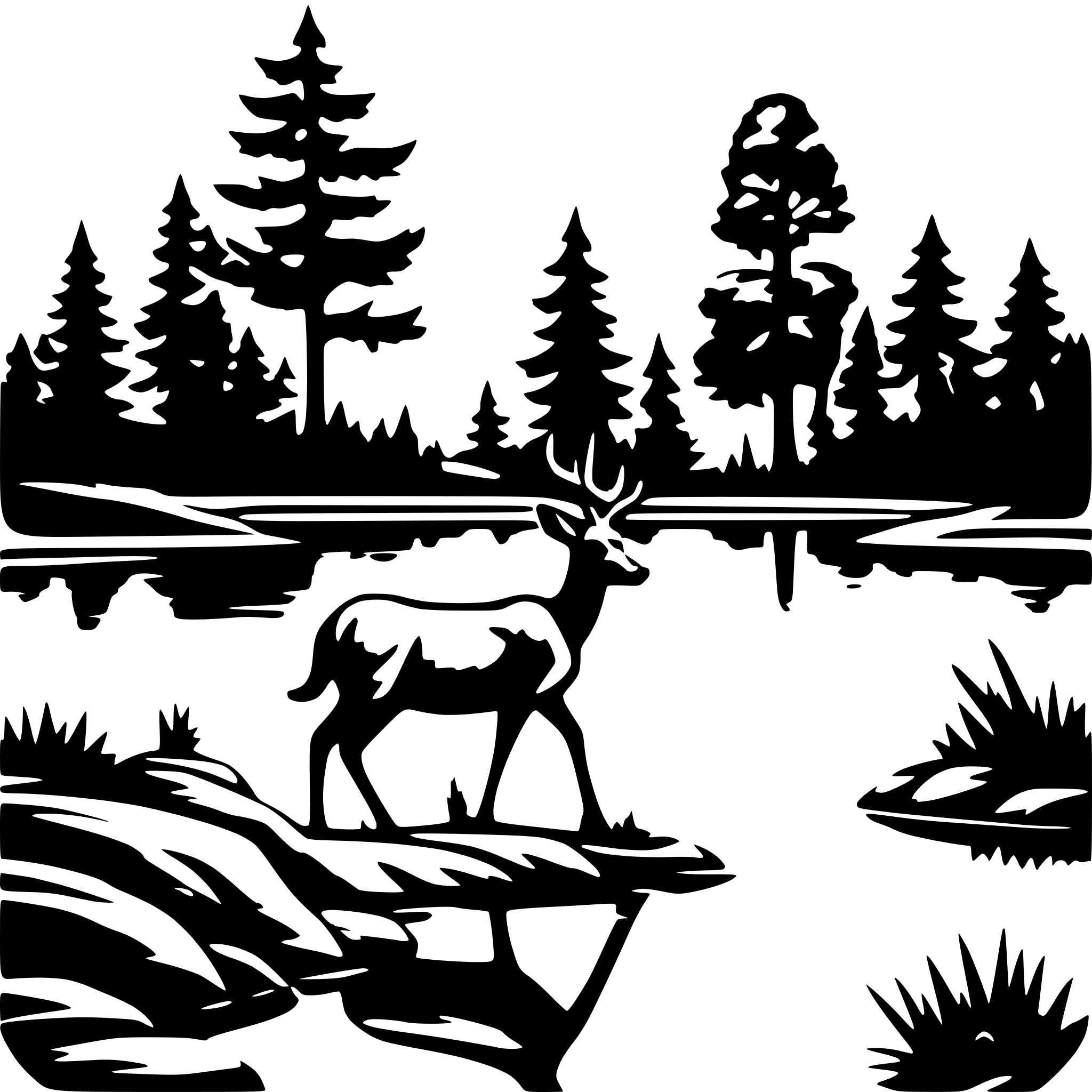 AI-generated SVG of 'Hirsch am Teich mit wald'