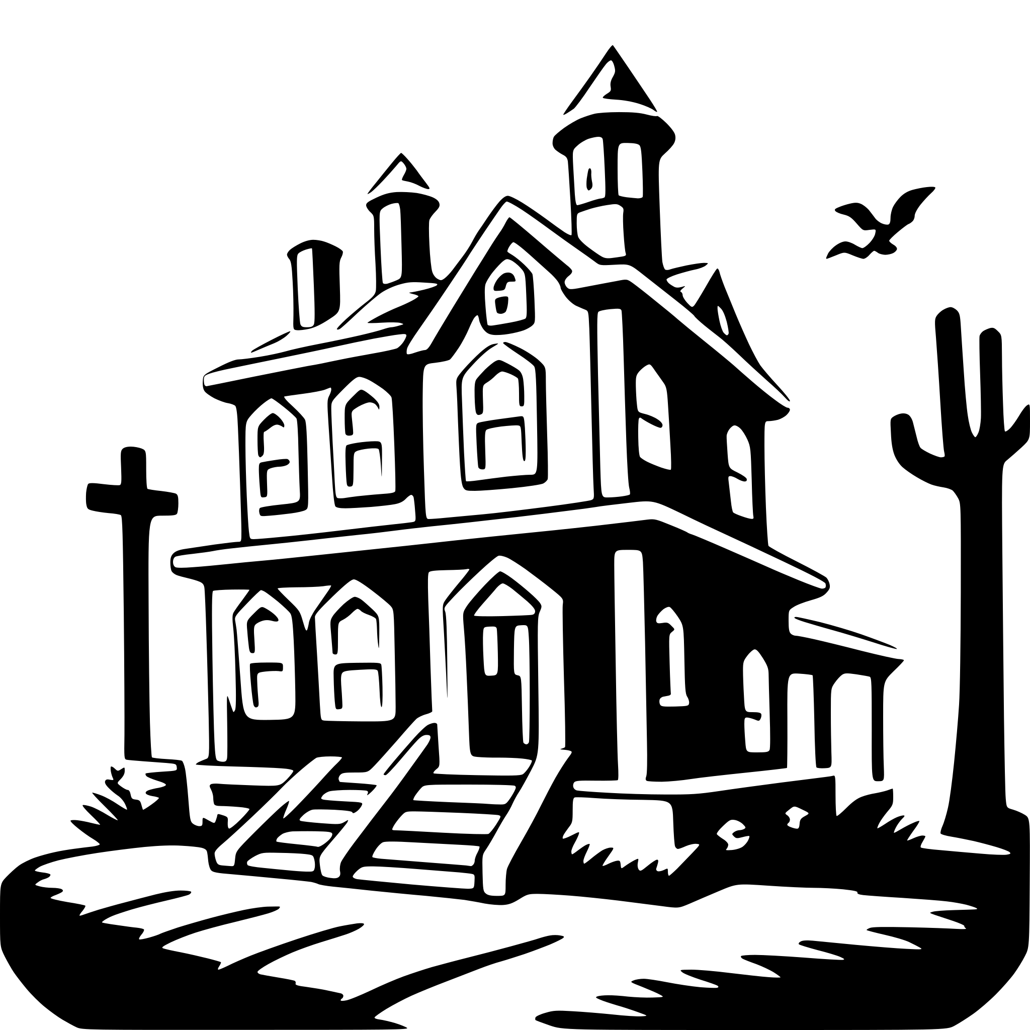 AI-generated SVG of a haunted house