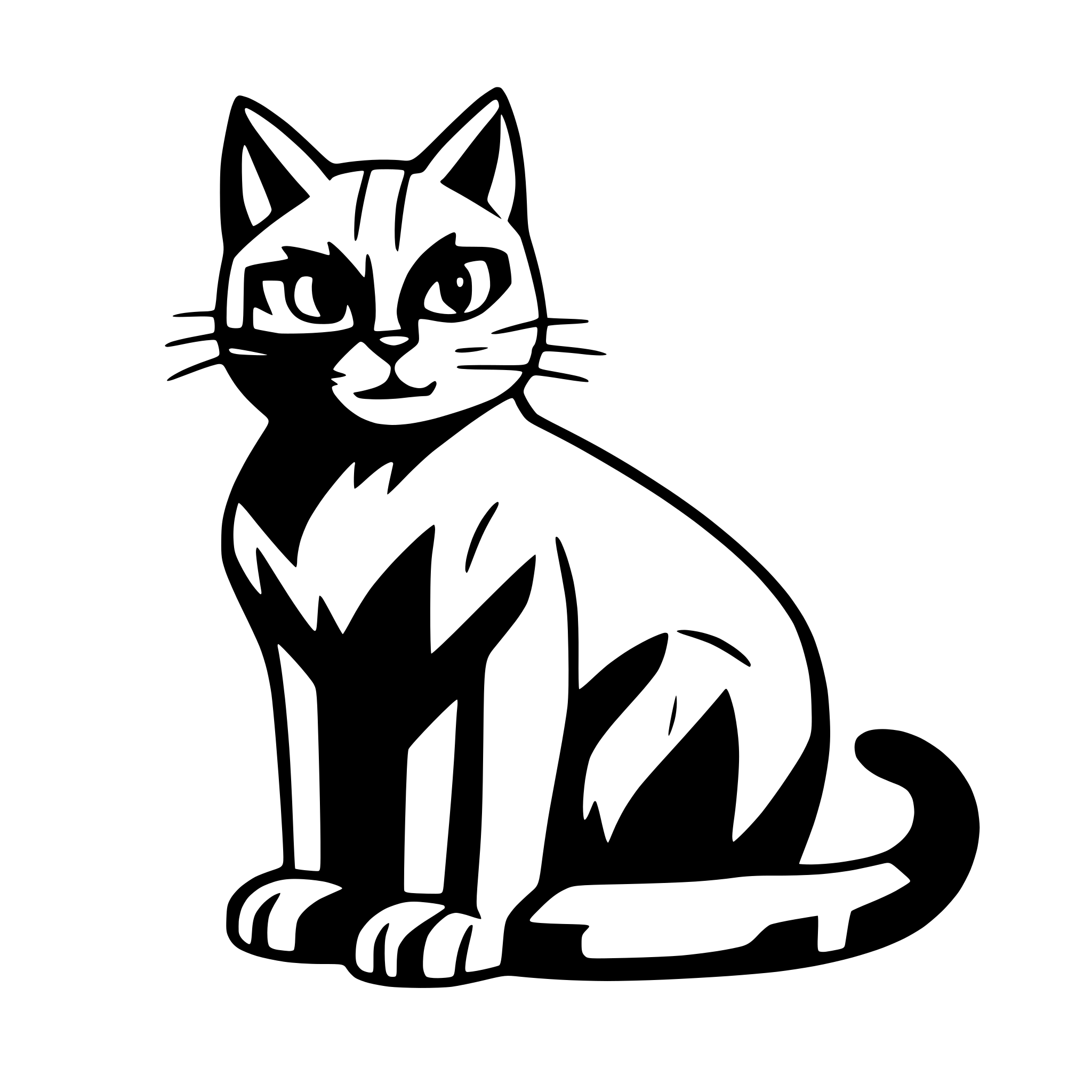 AI-generated SVG of 'black cat with thin lines'