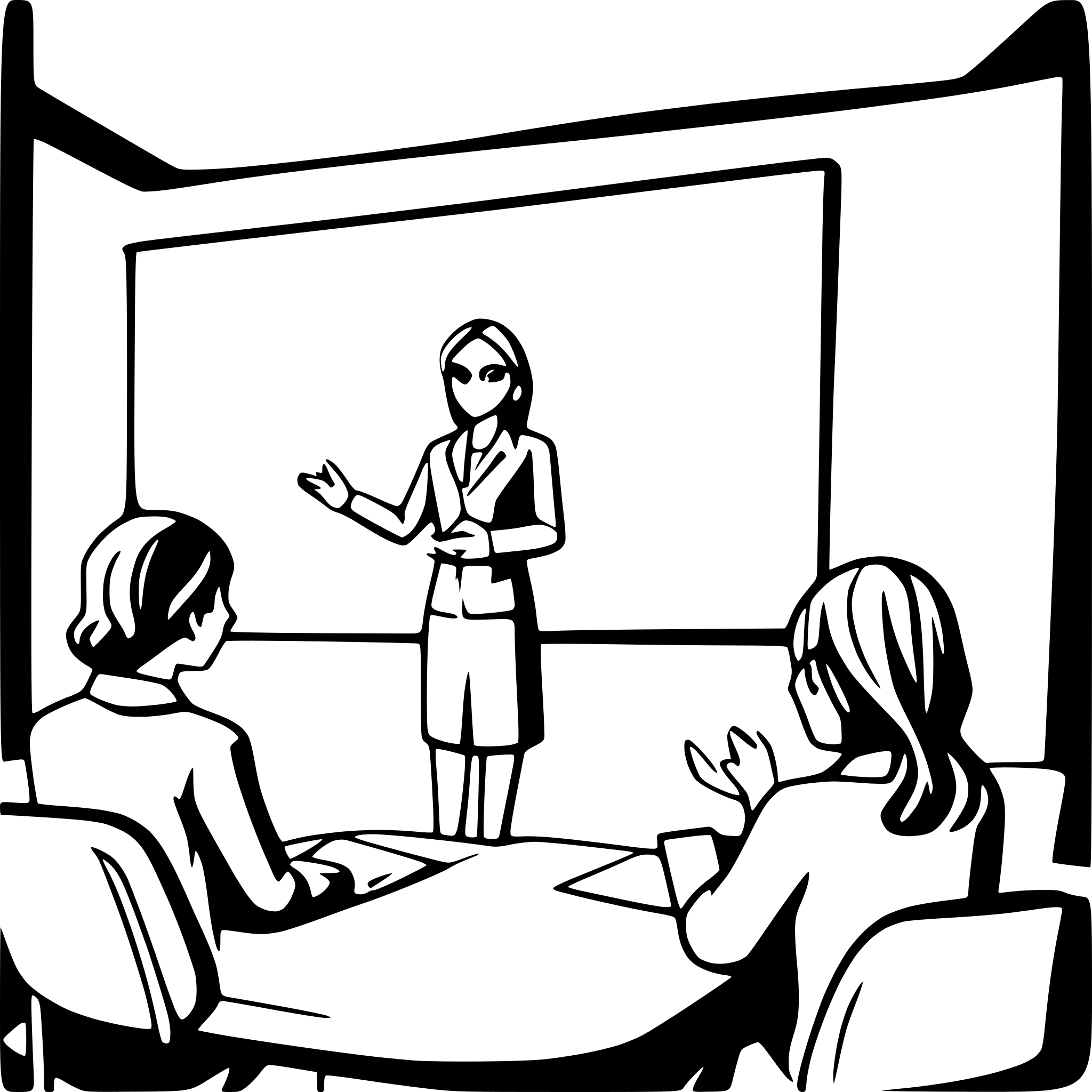 AI-generated SVG of a person giving a presentation in a board room