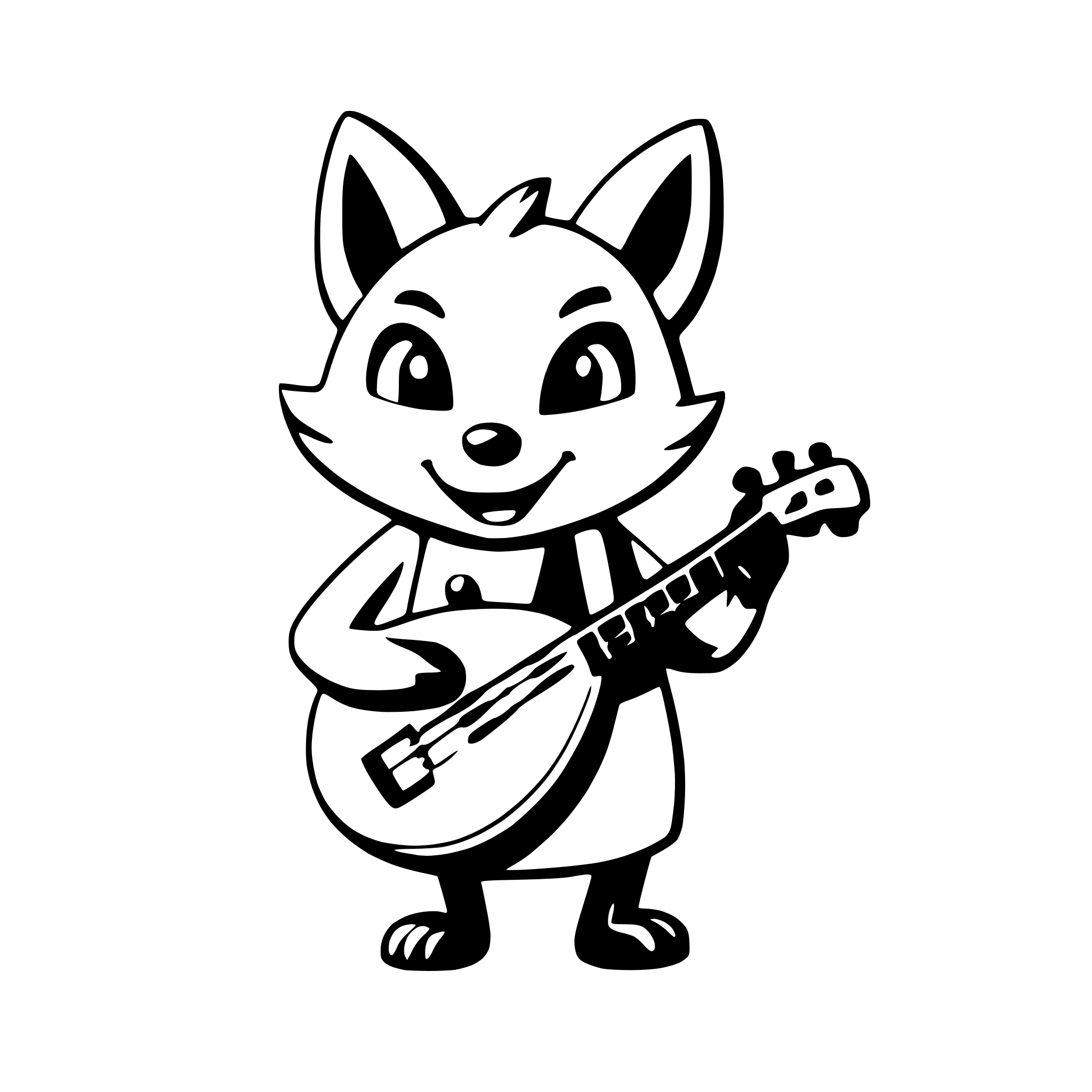 AI-generated SVG of 'a joyful fox playing a ukulele'