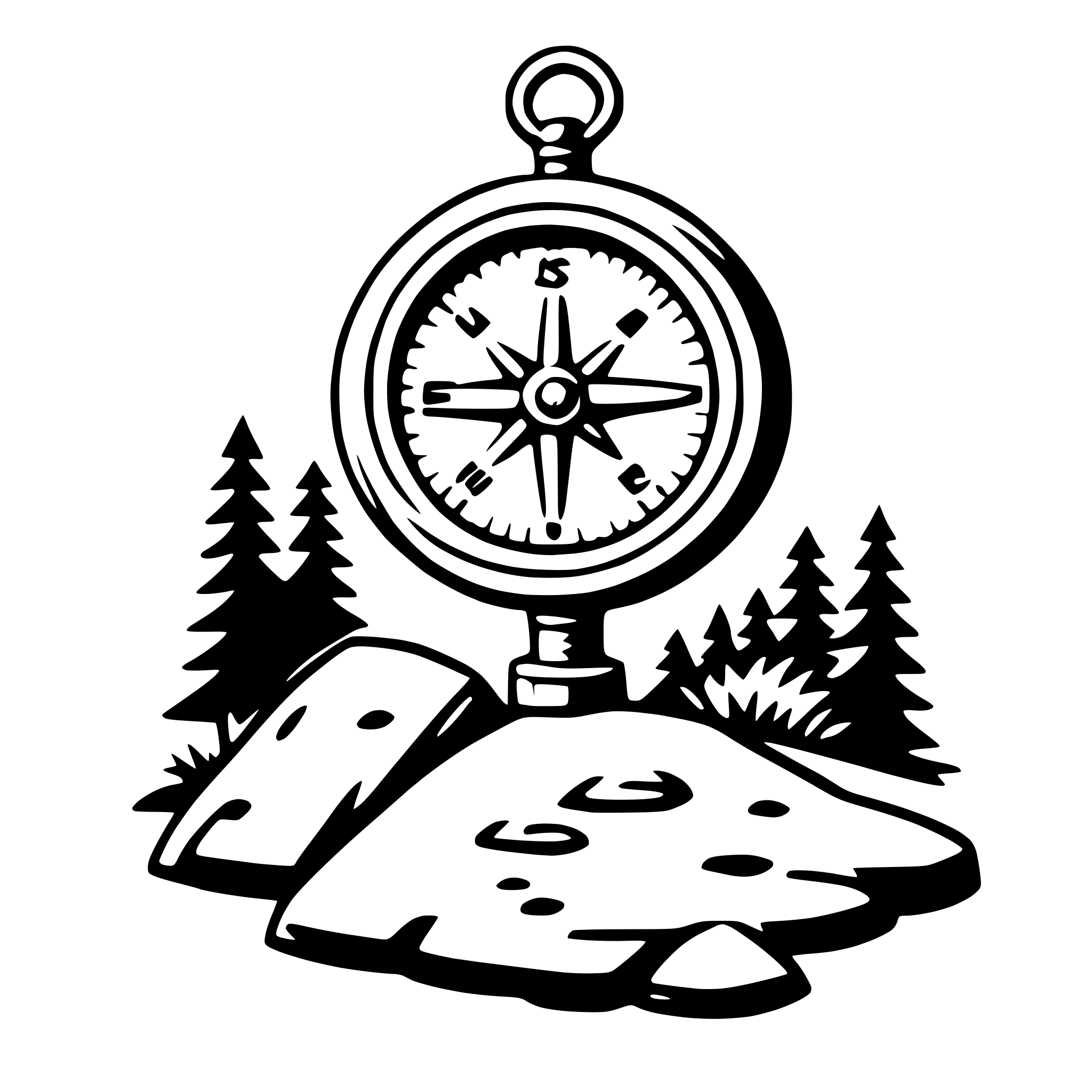 AI-generated SVG of a hiking with compass
