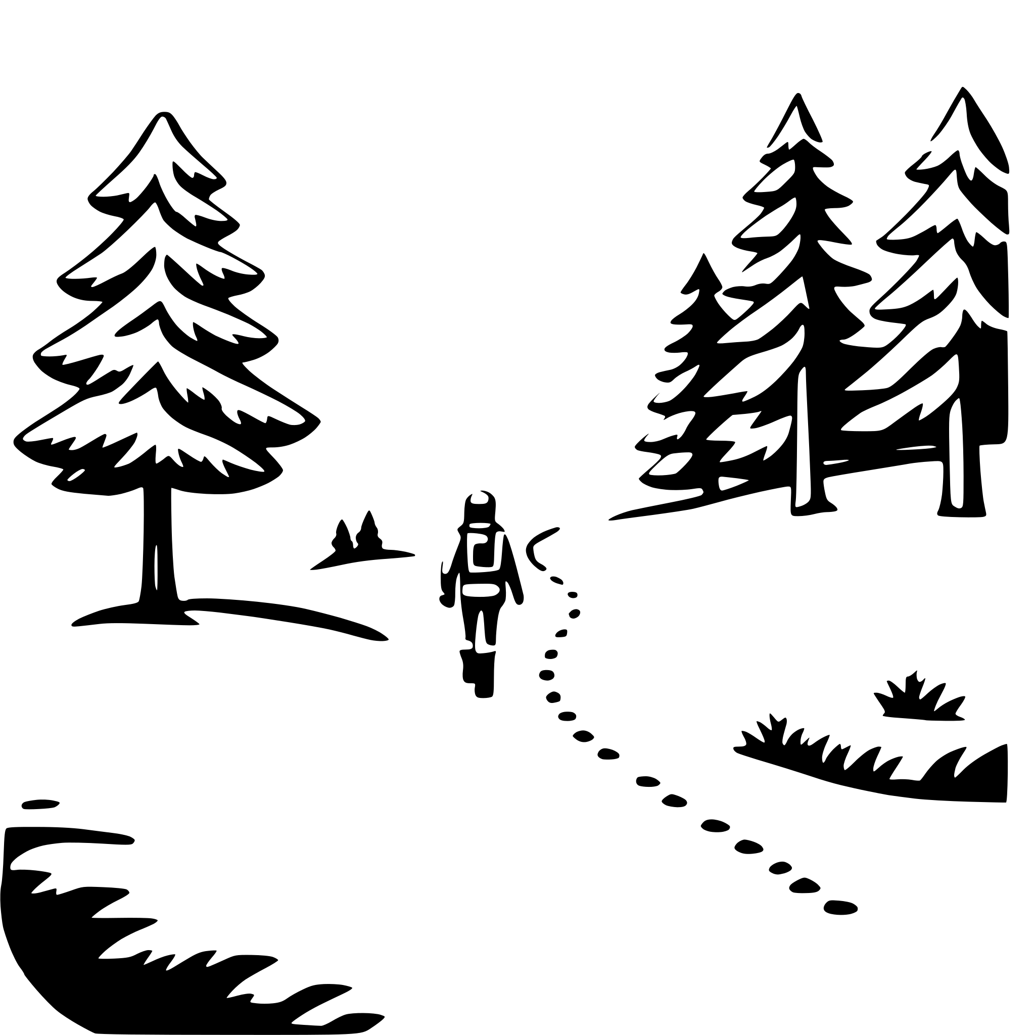 AI-generated SVG of 'snowy forest trek'