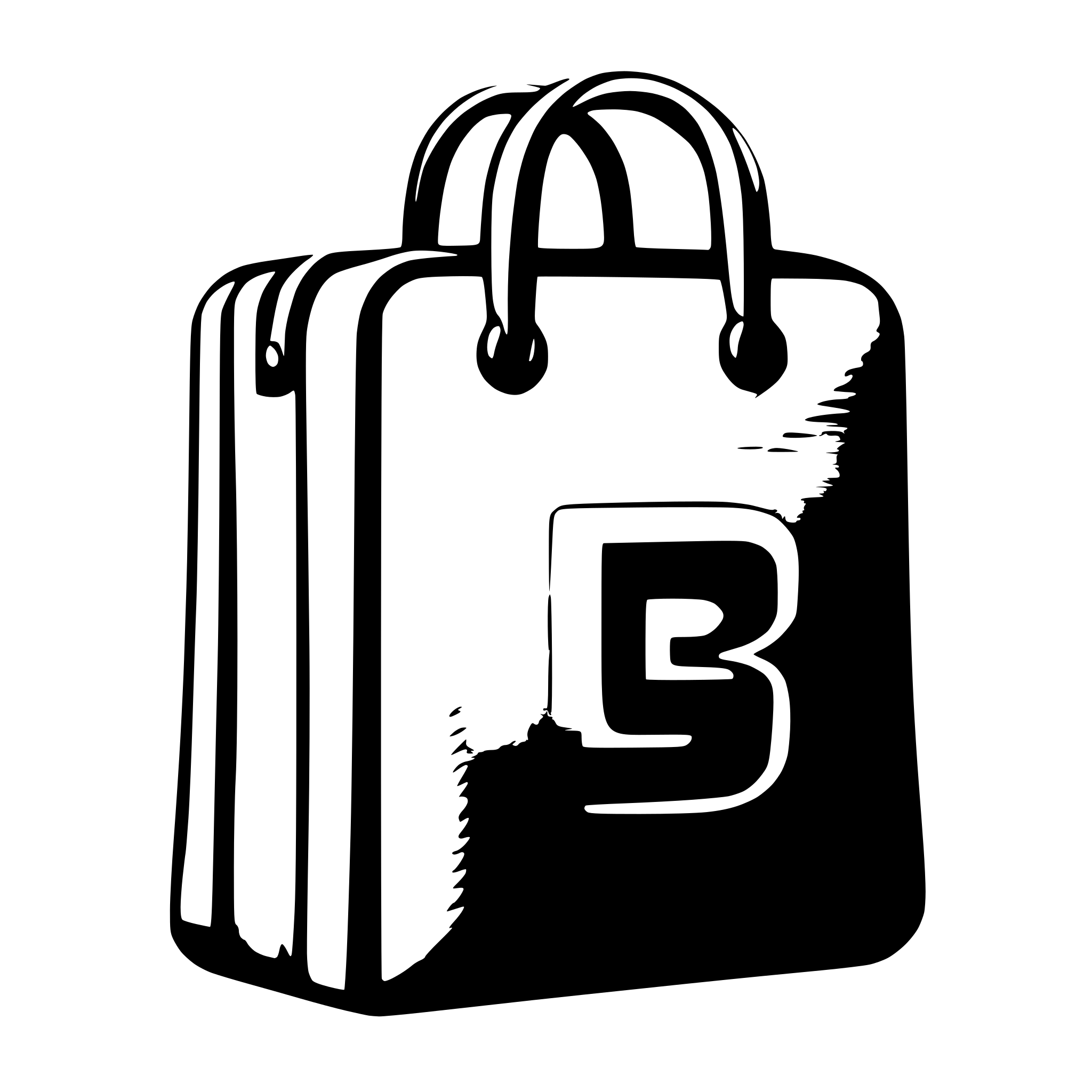 AI-generated SVG of '3D bag redorange color with empty B letter inside'