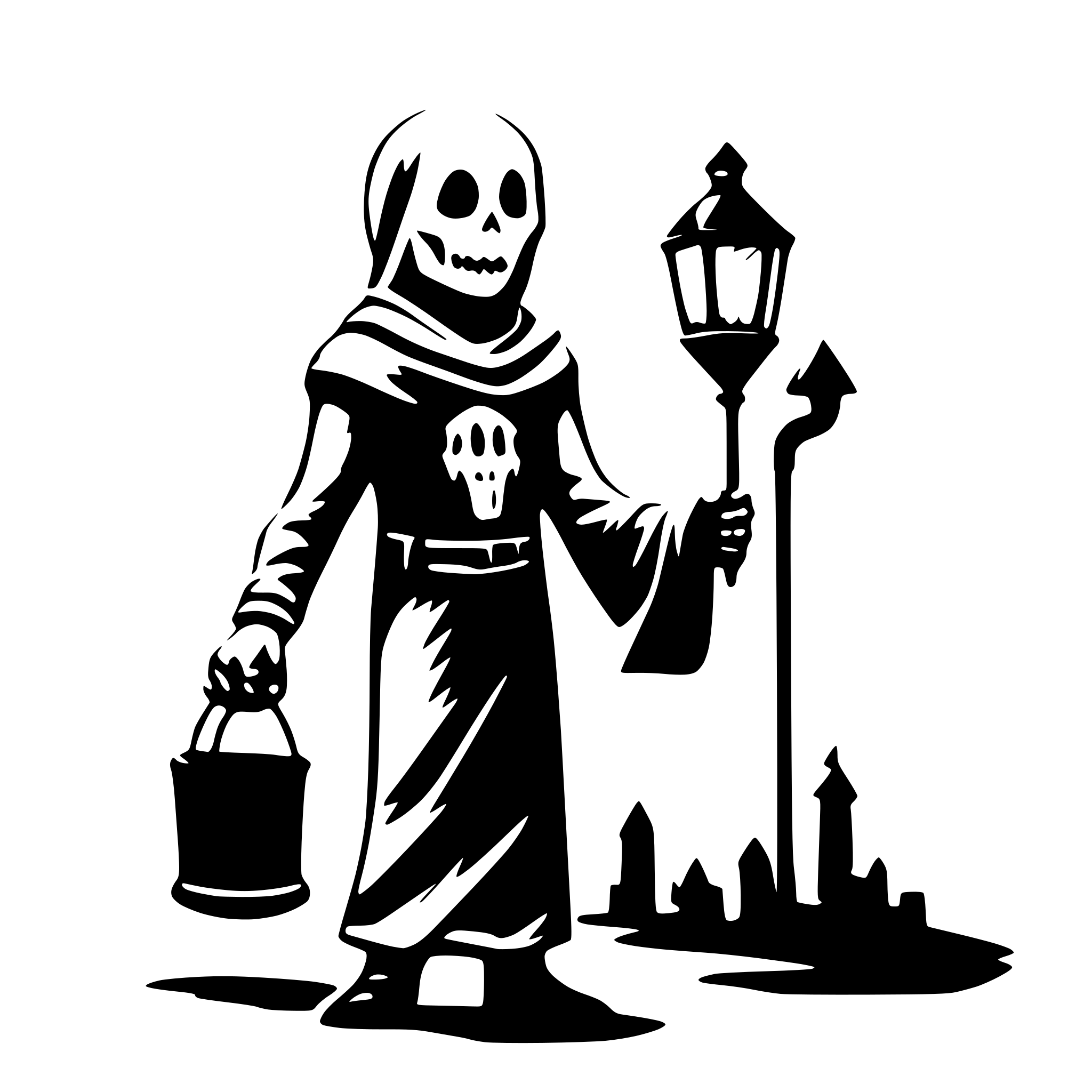 AI-generated SVG of a ghost with a latern in the hand