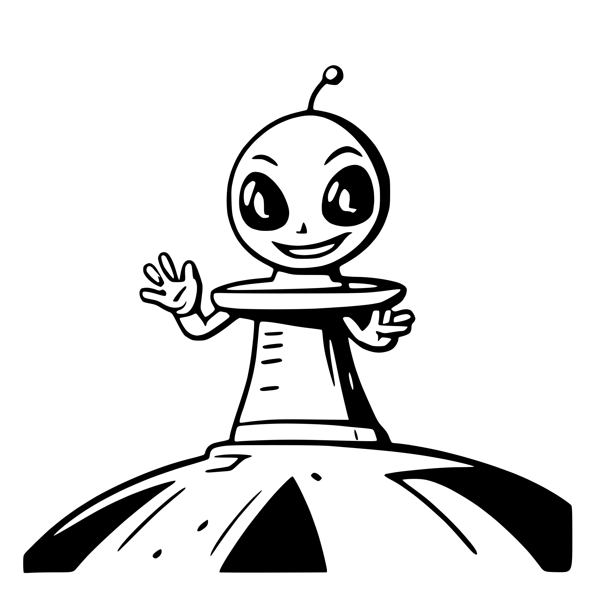 AI-generated SVG of 'a friendly alien waving from a spaceship'