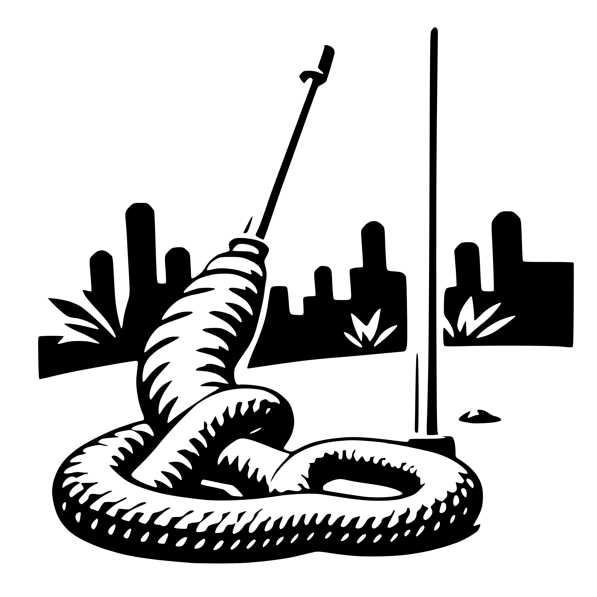 AI-generated SVG of a snake cleaning with a broom