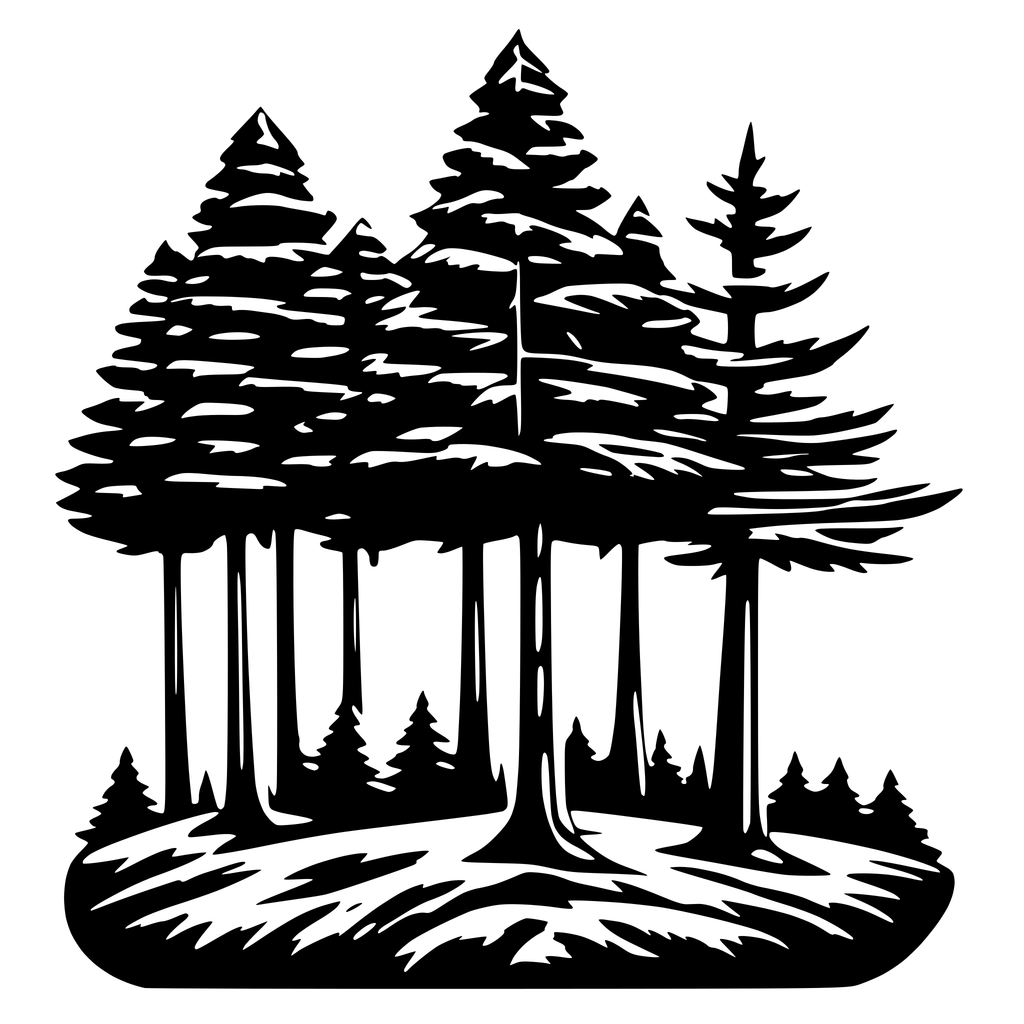 AI-generated SVG of 'forest tree, pines, many needles, symmetrical'