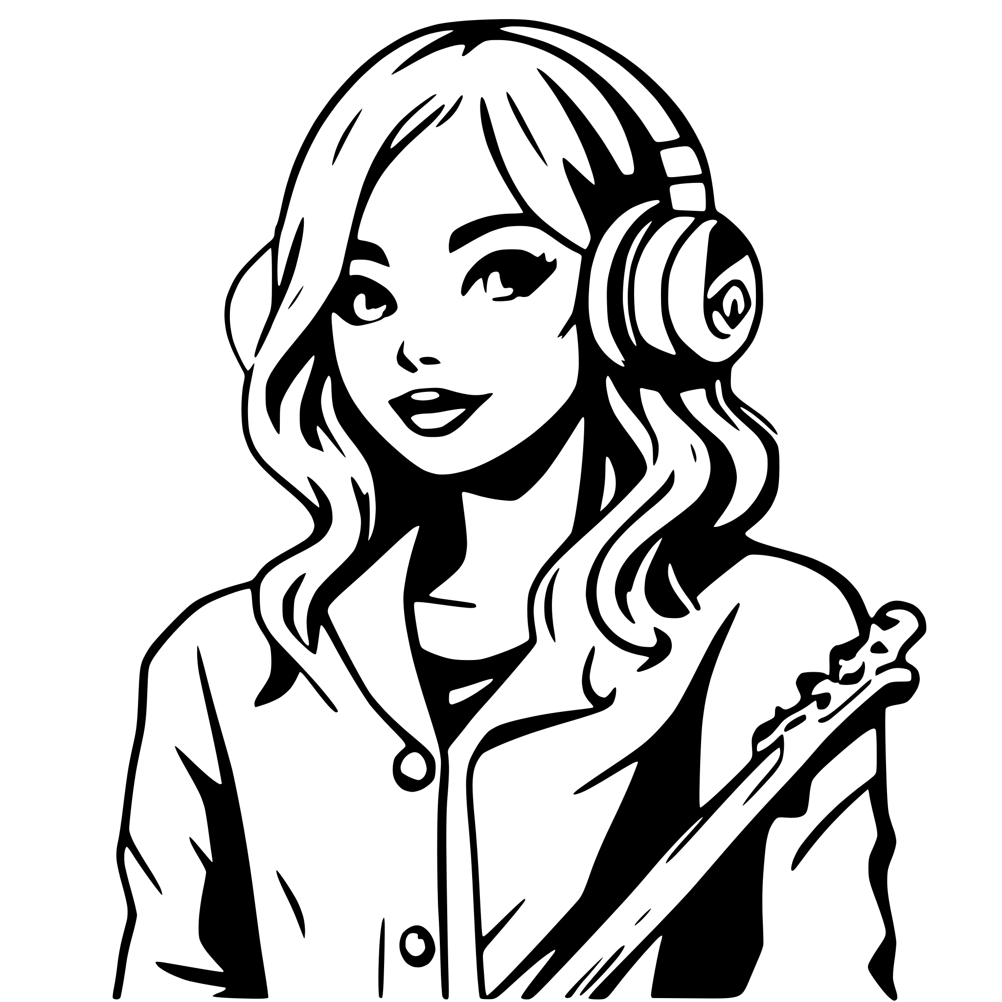 AI-generated SVG of a A female singer with clefs